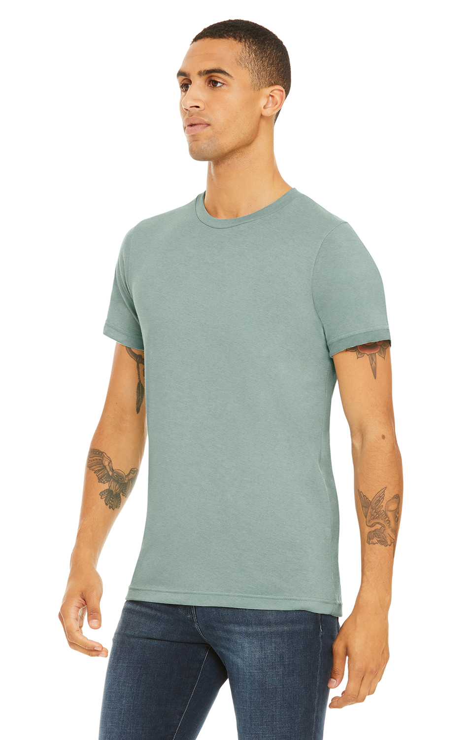 Bella + Canvas 3001CVC Heather Prism Dusty Blue