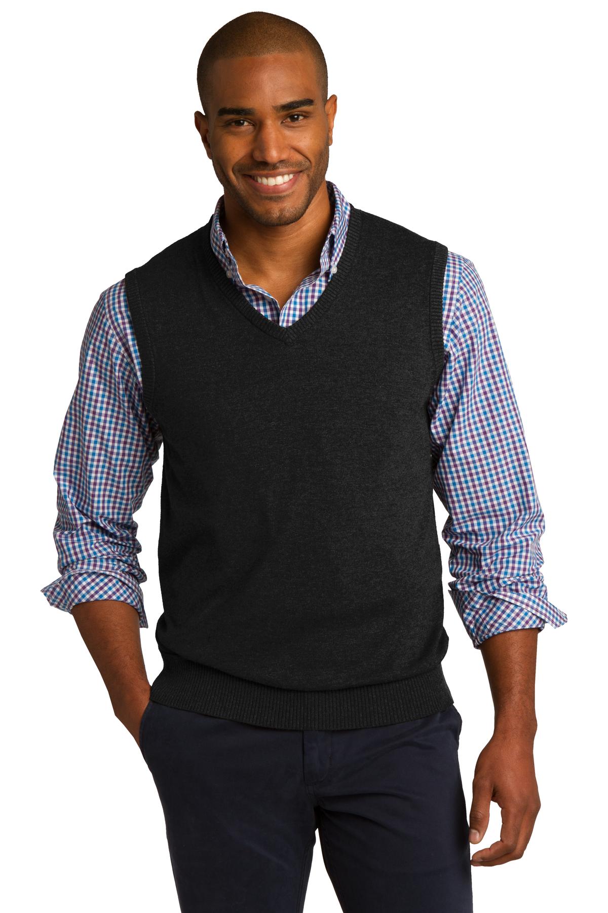 Port Authority Sweater Vest Sw286 Black Jiffy