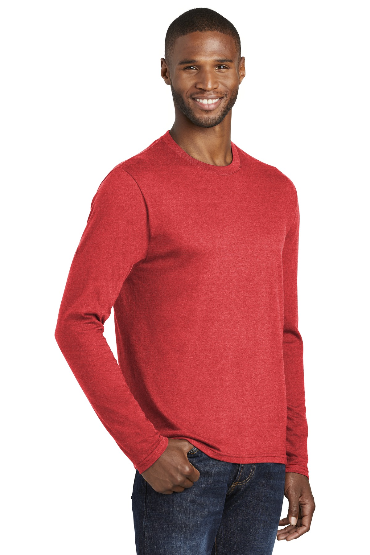 Port & Company PC455LS Bright Red Heather