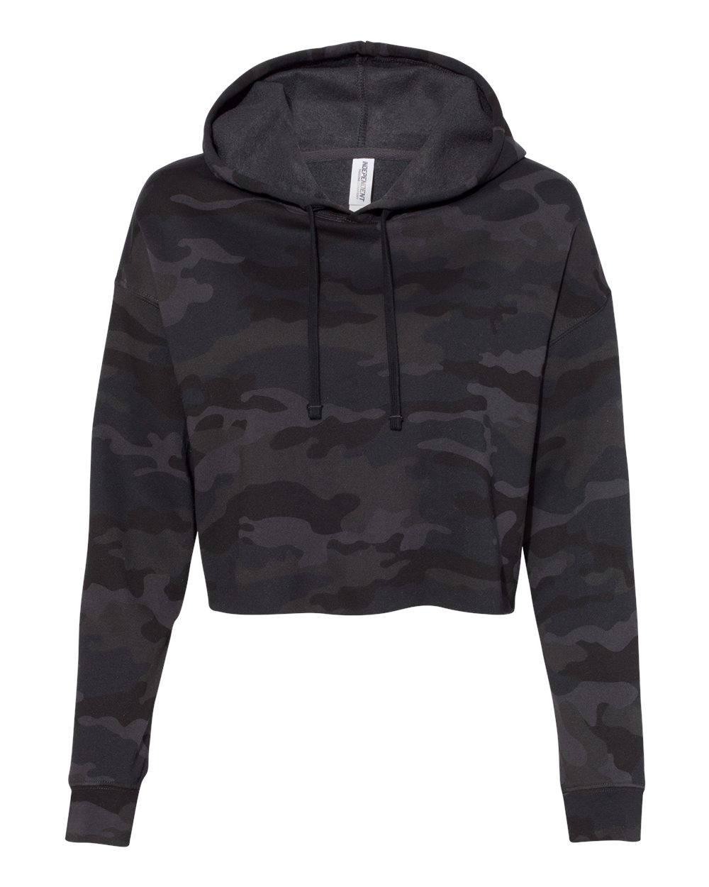 Independent Trading Women s Lightweight Cropped Hoodie Afx64 Crp Black Camo Jiffy