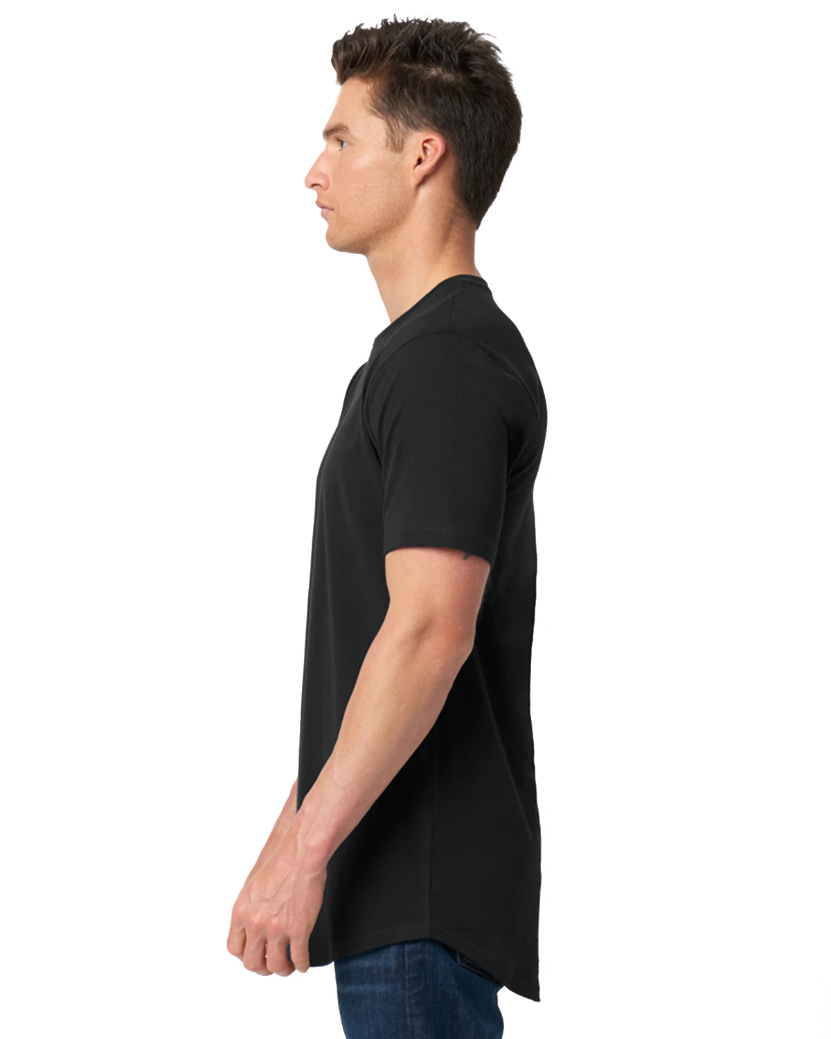 Next Level Men's Cotton Long Body Crew 3602 Black | Jiffy