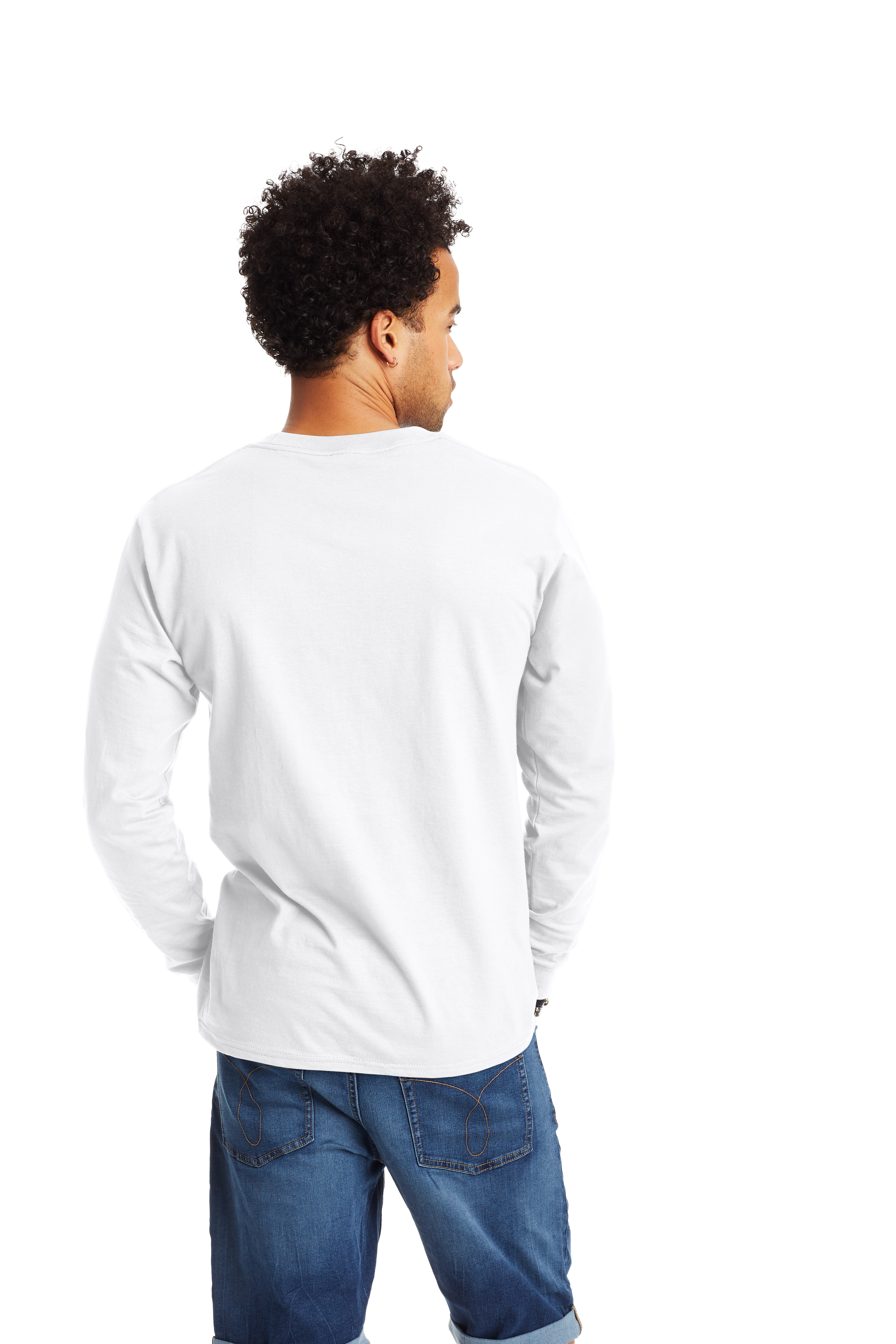 hanes white long sleeve t shirt