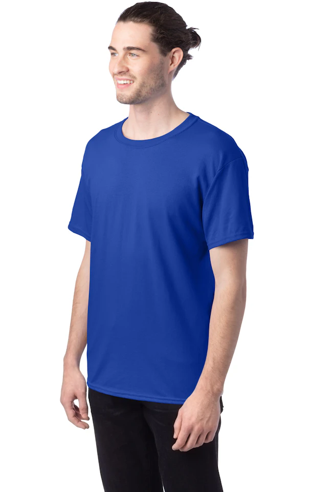 Hanes 5170 Eco T-Shirt – 5.2 Oz, 50/50 Cotton-Poly, Teal, Large, Unisex, Sustainable