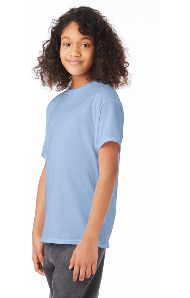 Hanes Youth EcoSmart T-Shirt - 50/50 Cotton/Poly, Made With Recycled Plastic, Purple Small