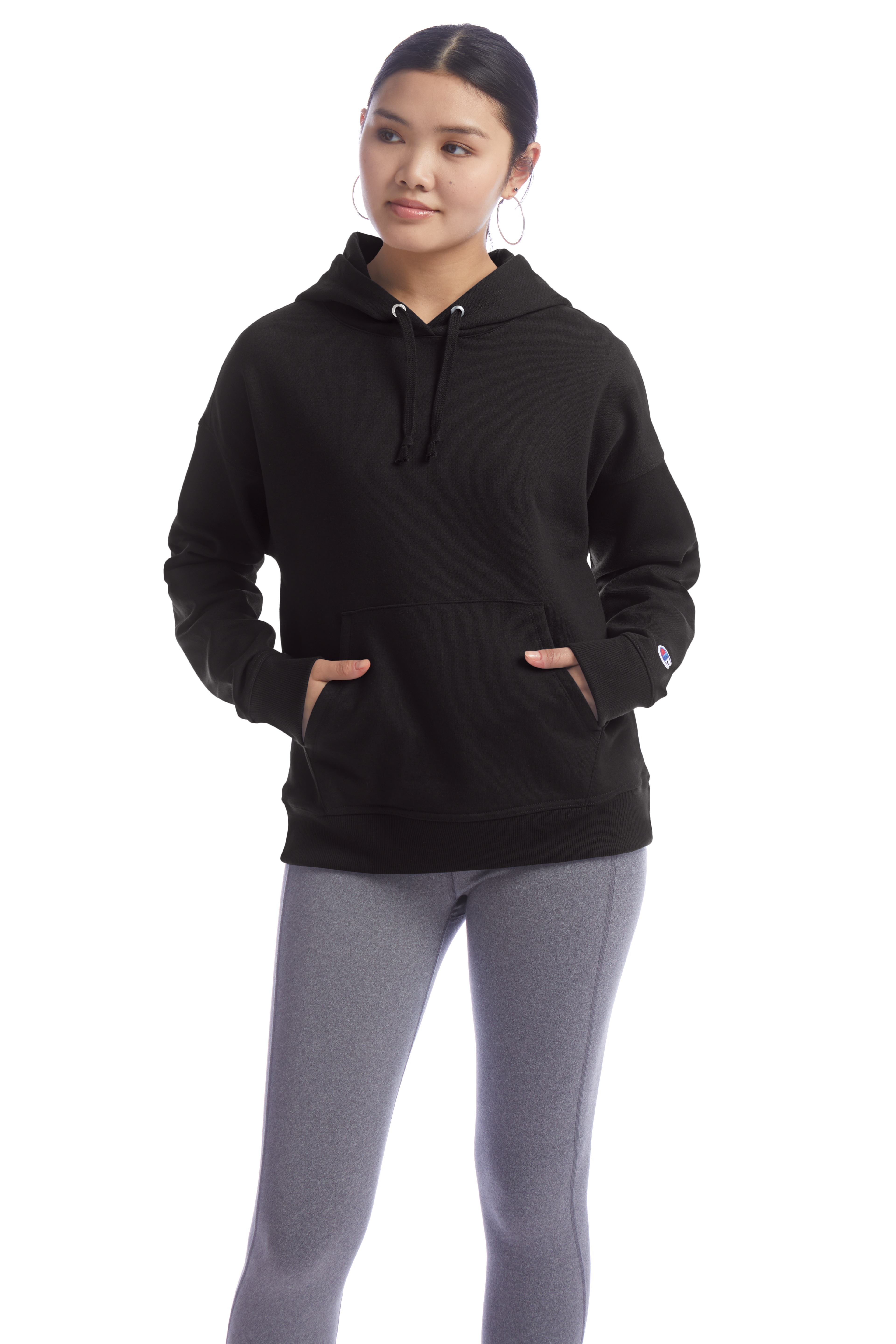 Champion S760 Ladies Powerblend Relaxed Hooded Sweatshirt Black L