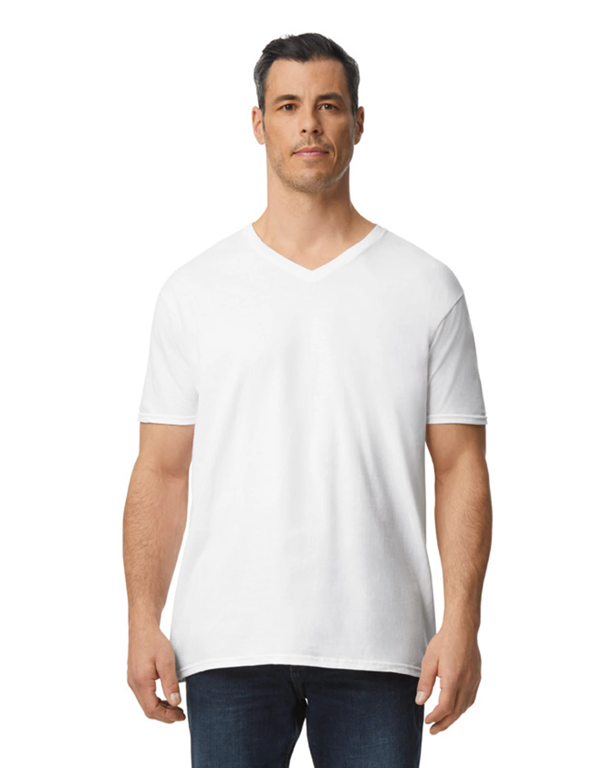 Gildan Unisex Softstyle® V Neck T Shirt G64 V White | Jiffy