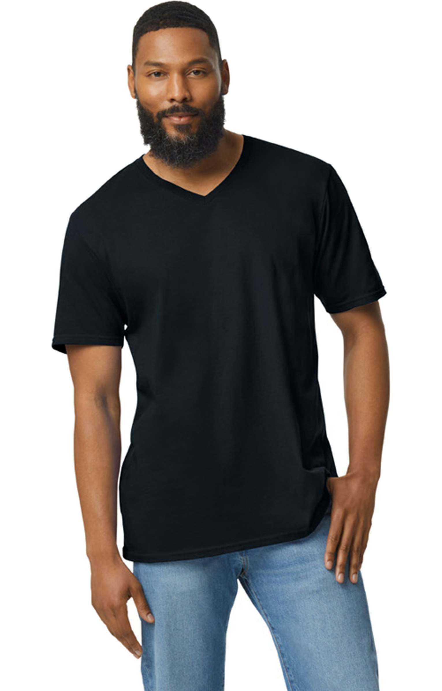 Gildan Unisex Softstyle® V Neck T Shirt G64 V Black | Jiffy