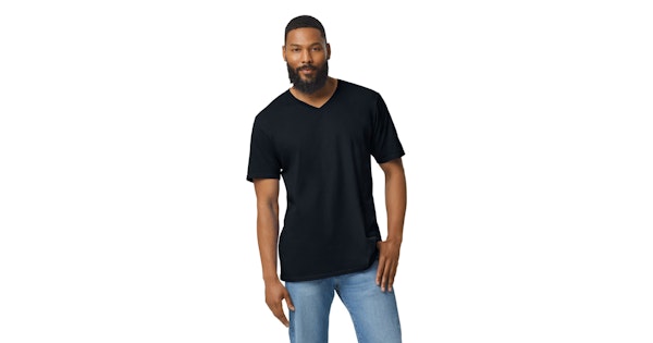 Gildan Unisex Softstyle® V Neck T Shirt G64 V Black | Jiffy