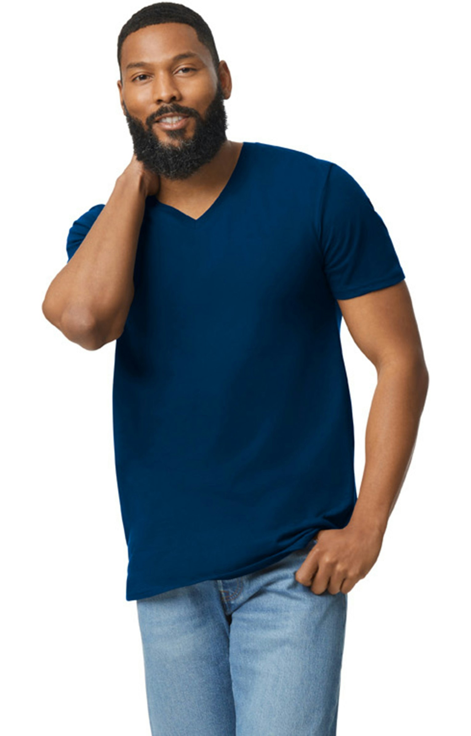 Gildan Unisex Softstyle® V Neck T Shirt G64 V Navy | Jiffy