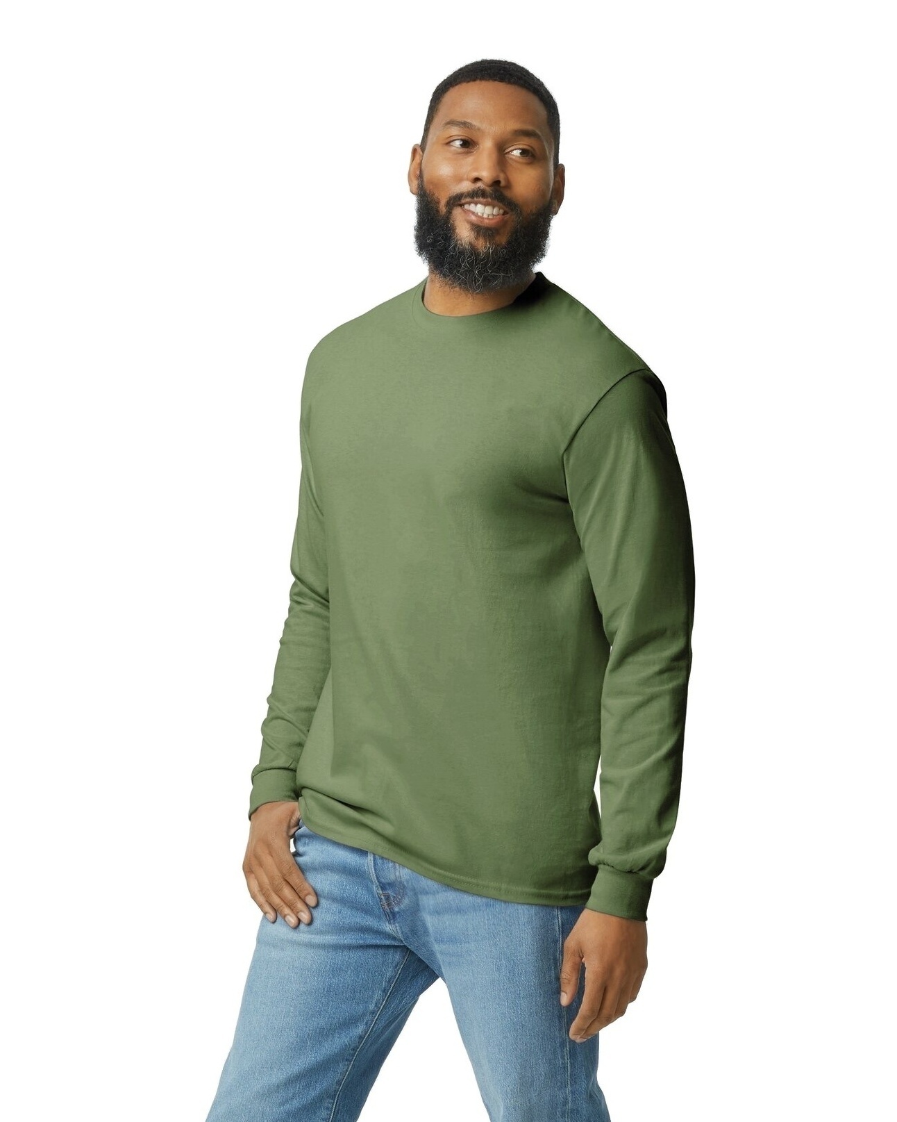 Gildan Unisex Heavy Cotton Long Sleeve T Shirt G540 Military Green Jiffy