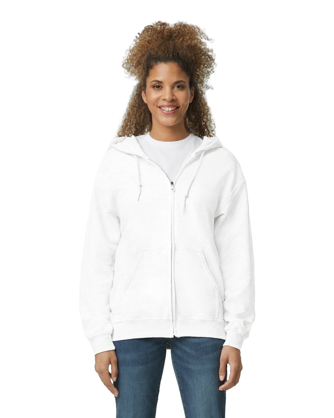 Gildan Unisex Heavy Blend™ 50/50 Full Zip Hoodie G186 White | Jiffy