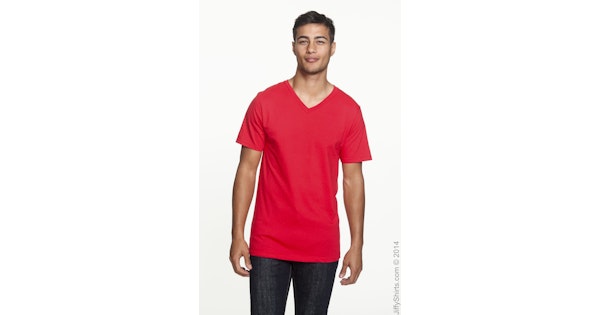 Anvil Unisex Lightweight V Neck T Shirt 982 Red | Jiffy