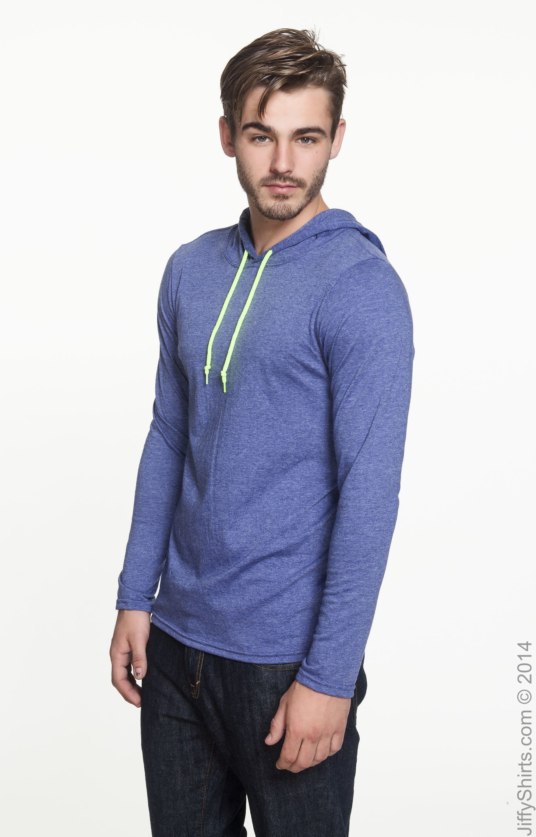 Anvil 987 Heather Blue / Neon Yellow