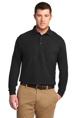 Port Authority Silk Touch Long Sleeve Polo K500 Ls Black Jiffy