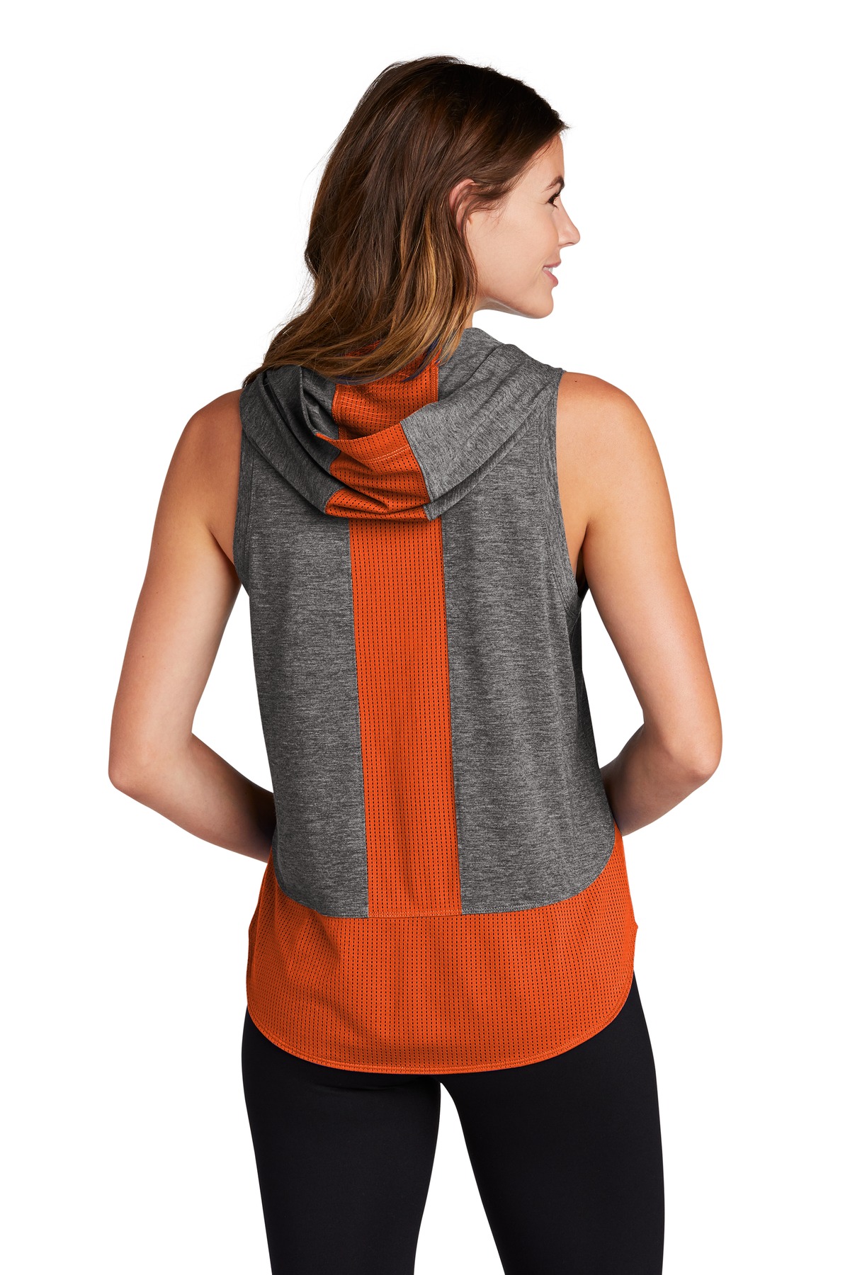 Sport-Tek LST410 Deep Orange / Dark Gray Heather