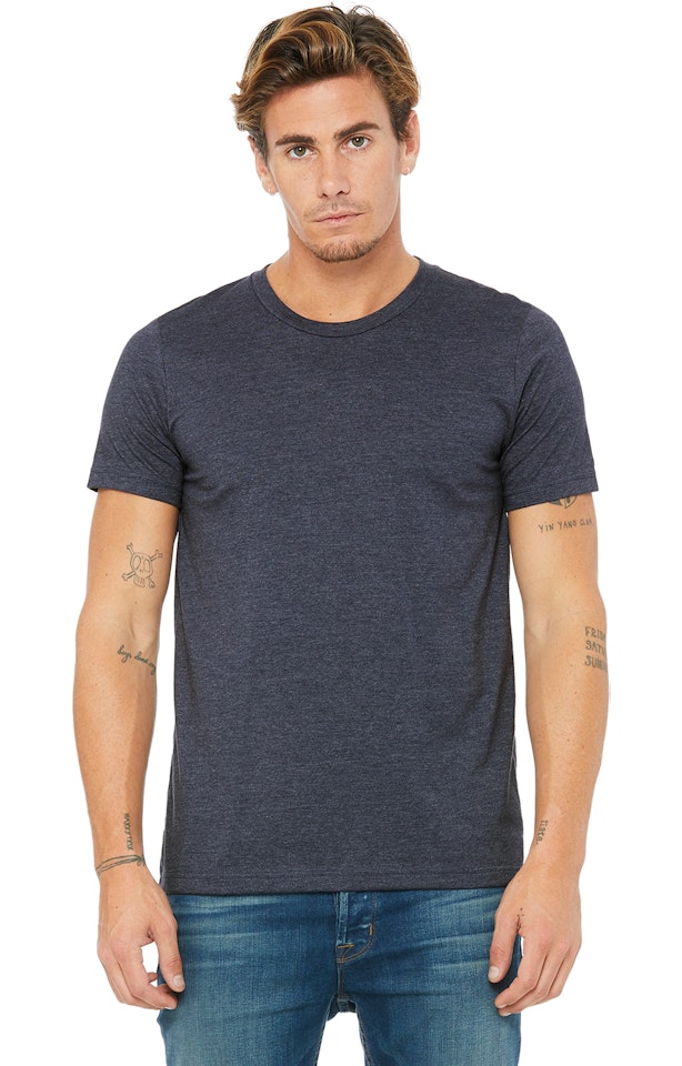 Bella Canvas Unisex Heather Cvc T Shirt 3001 Cvc Heather Navy Jiffy