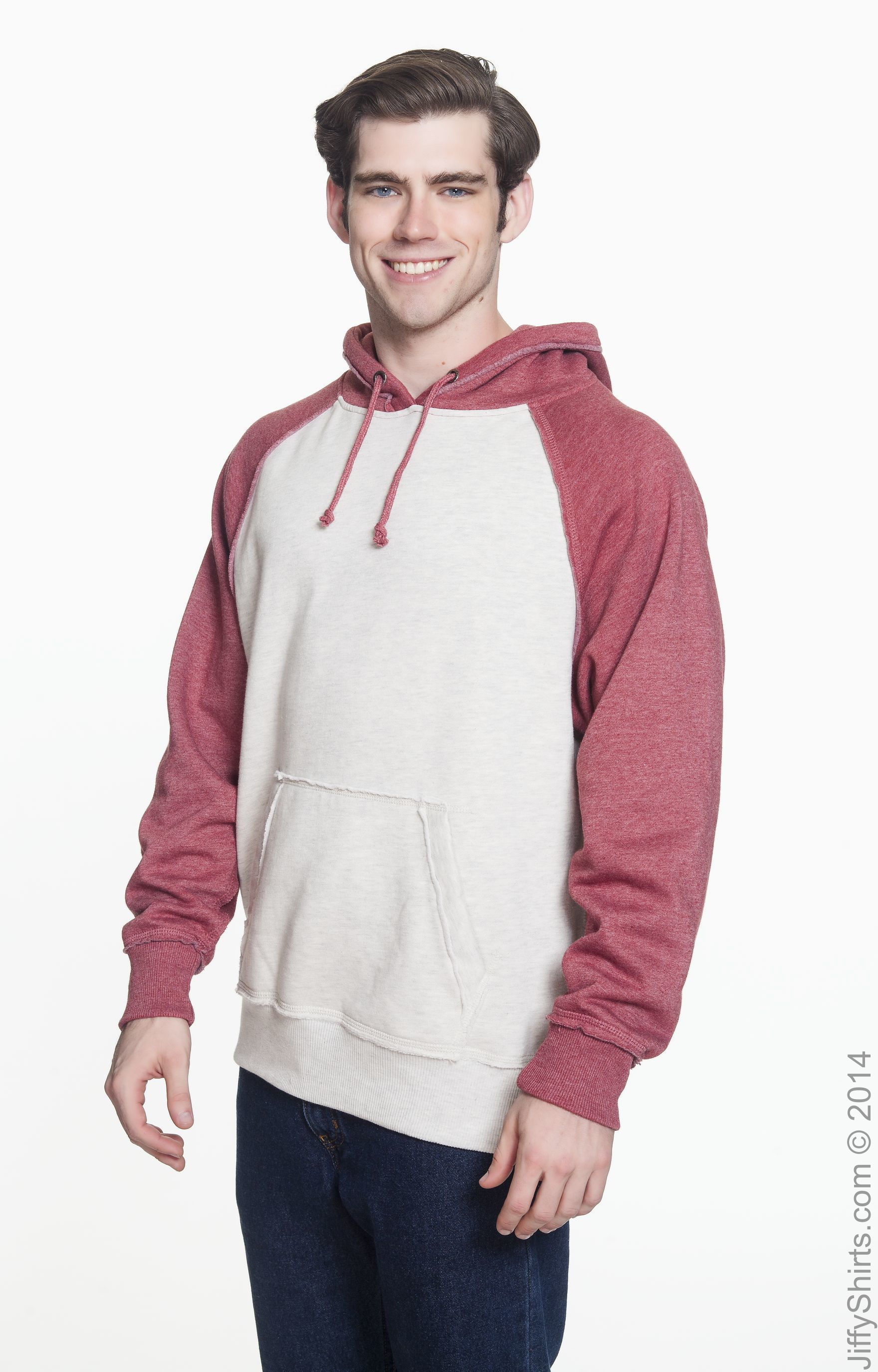 J America JA8885 Oatmeal Heather / Red