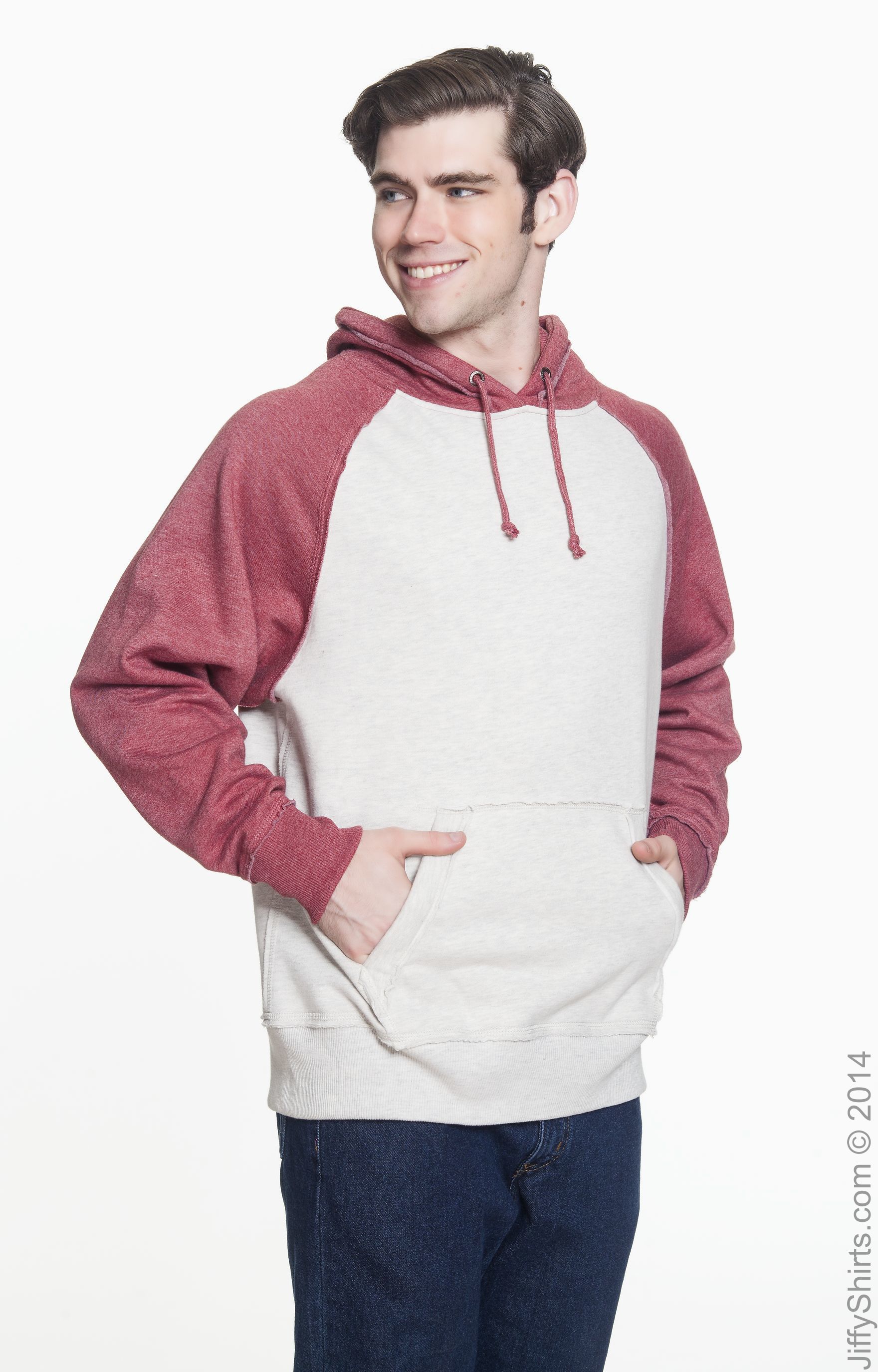 J America JA8885 Oatmeal Heather / Red