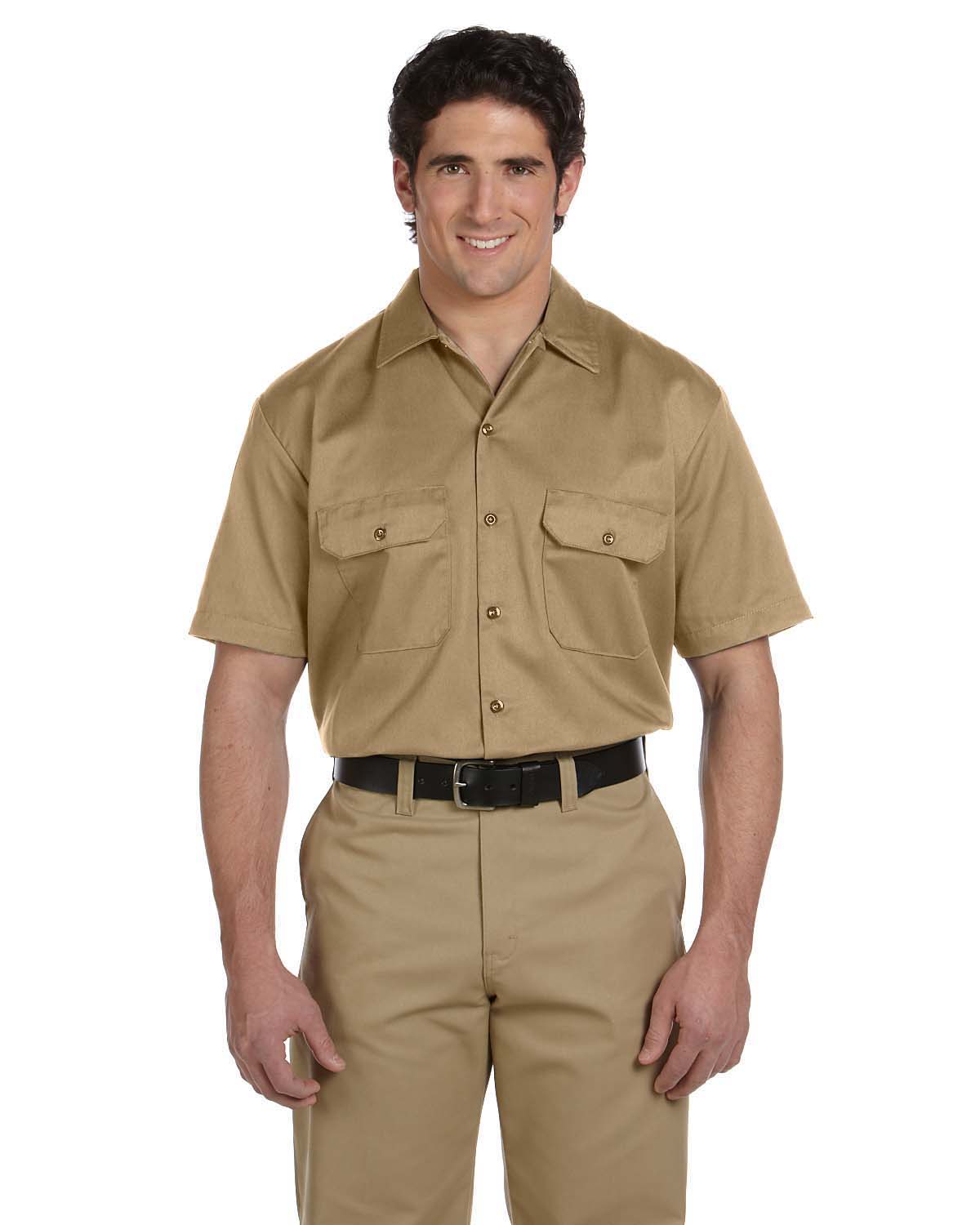 Dickies Unisex Short Sleeve Work Shirt 1574 Khaki | Jiffy