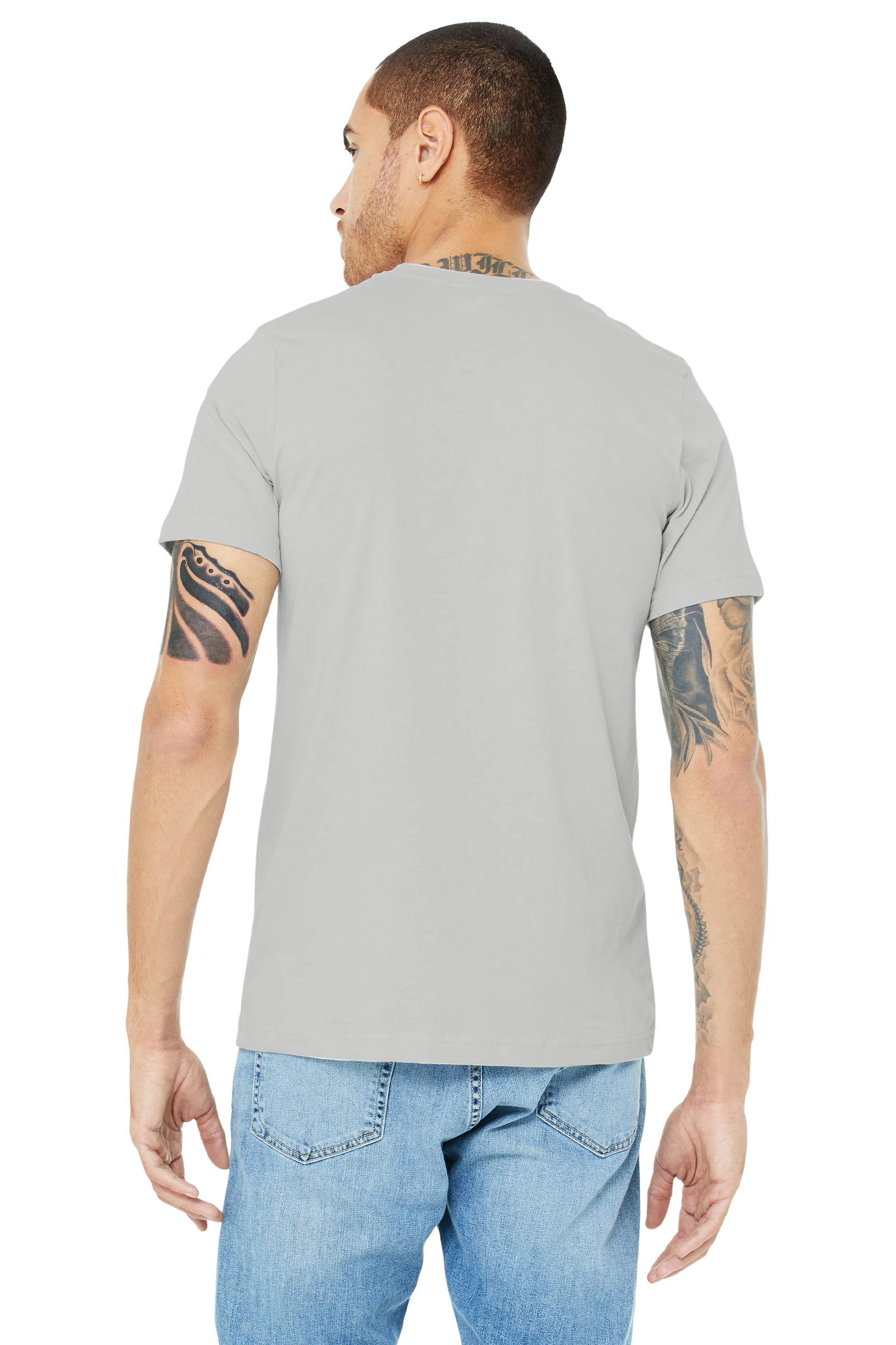 Custom T-Shirts Heather Silver - Bella + Canvas 3001CVC | Jiffy Custom ...