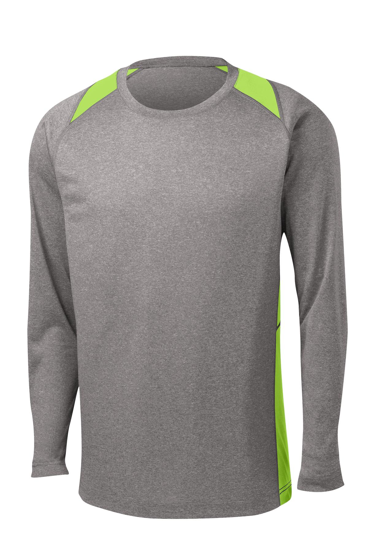 Sport-Tek ST361LS Vintage Heather / Lime Shock