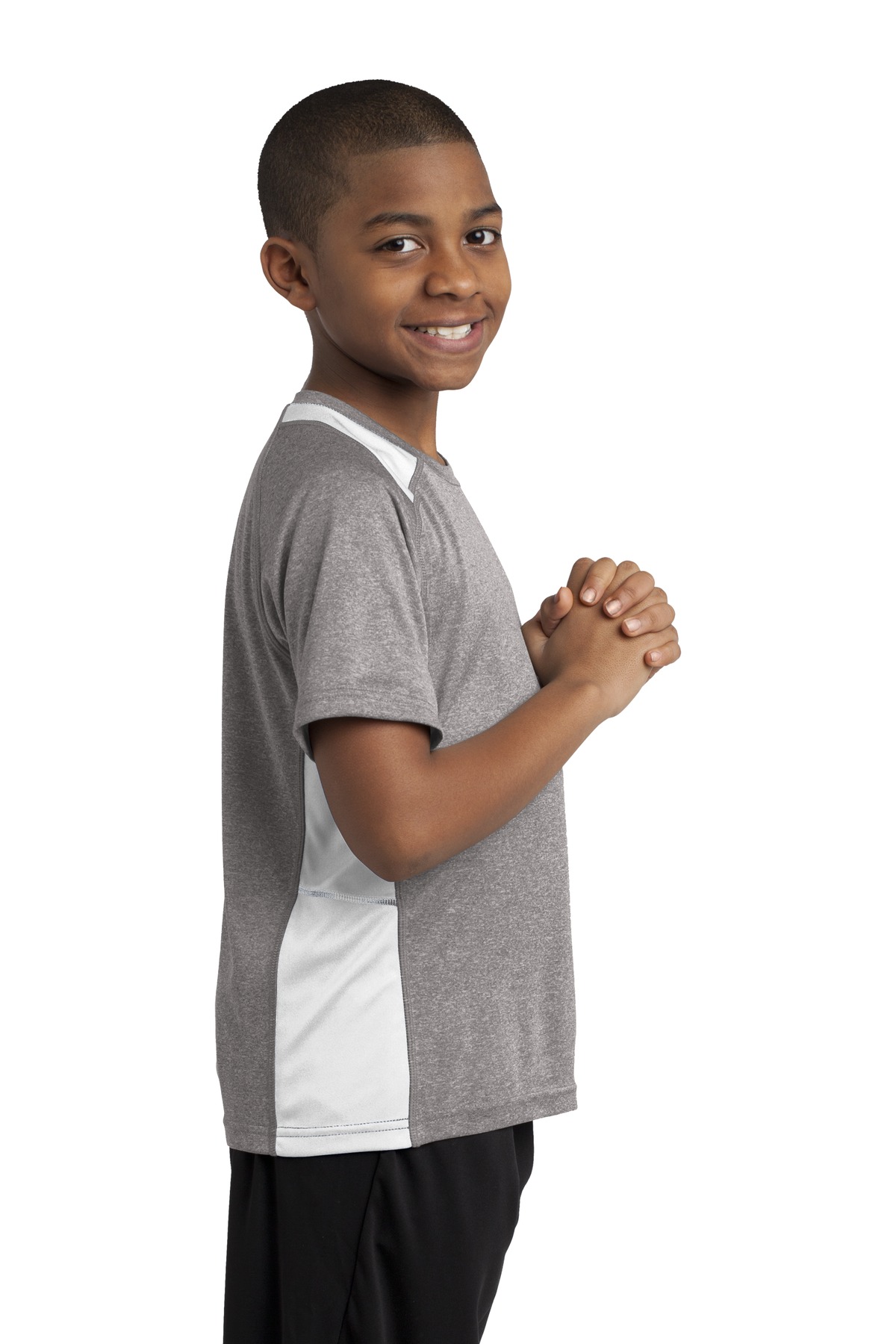 Sport-Tek YST361 Vintage Heather / White