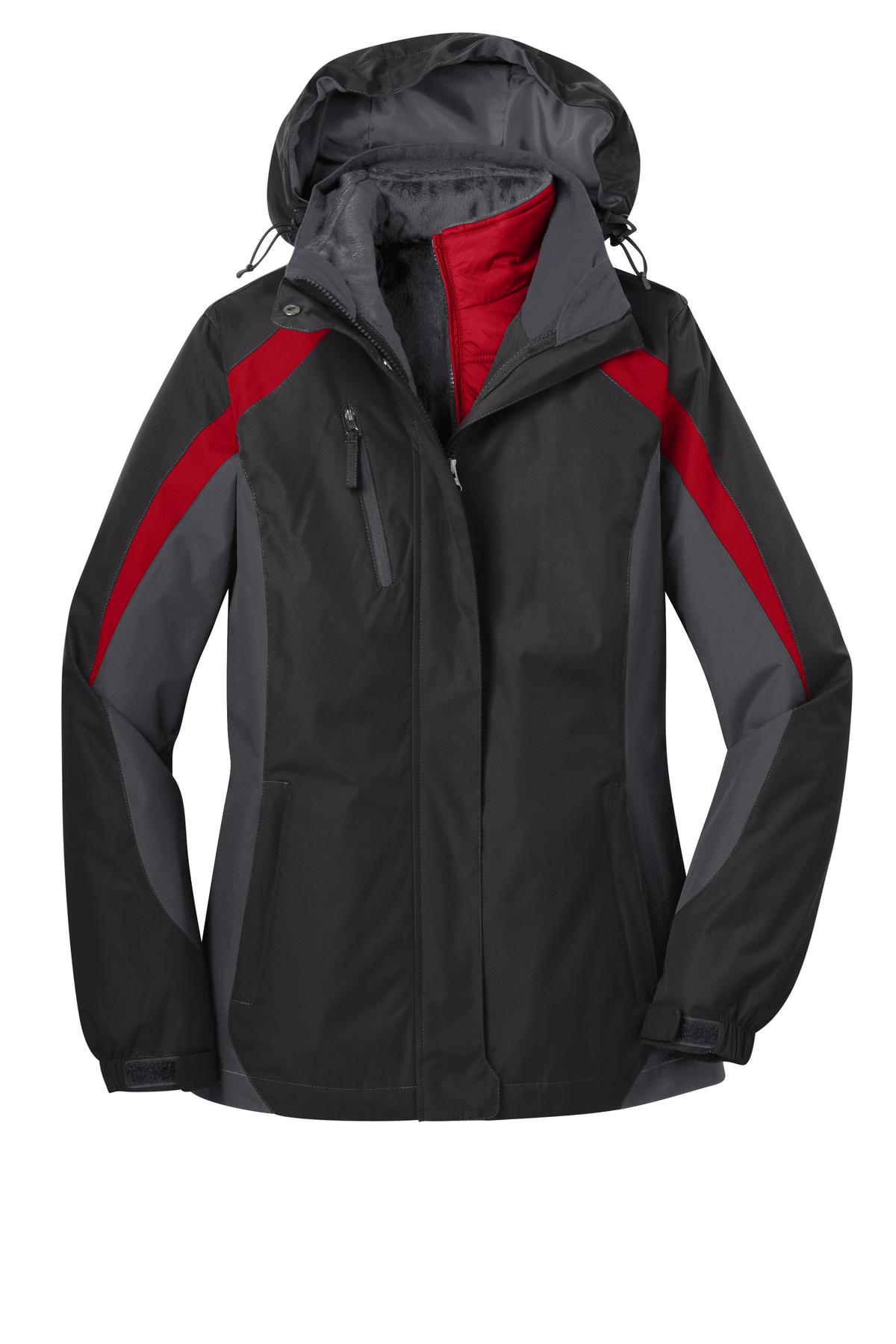 Port Authority L321 Black / Mg Gray / Red