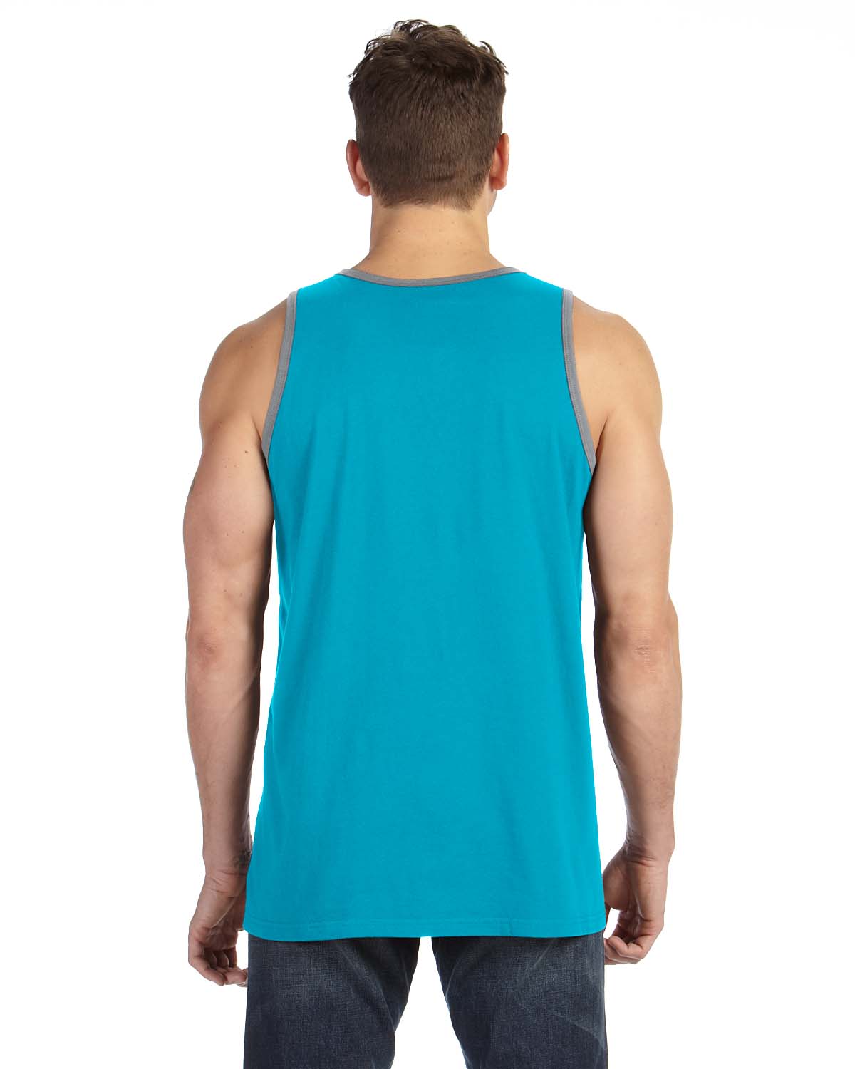 Anvil 986 Caribbean Blue / Heather Gray