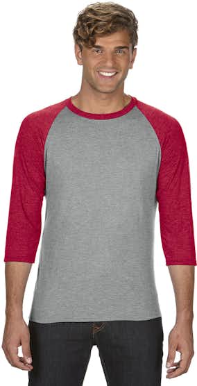 Anvil 6755 Heather Gray / Heather Red