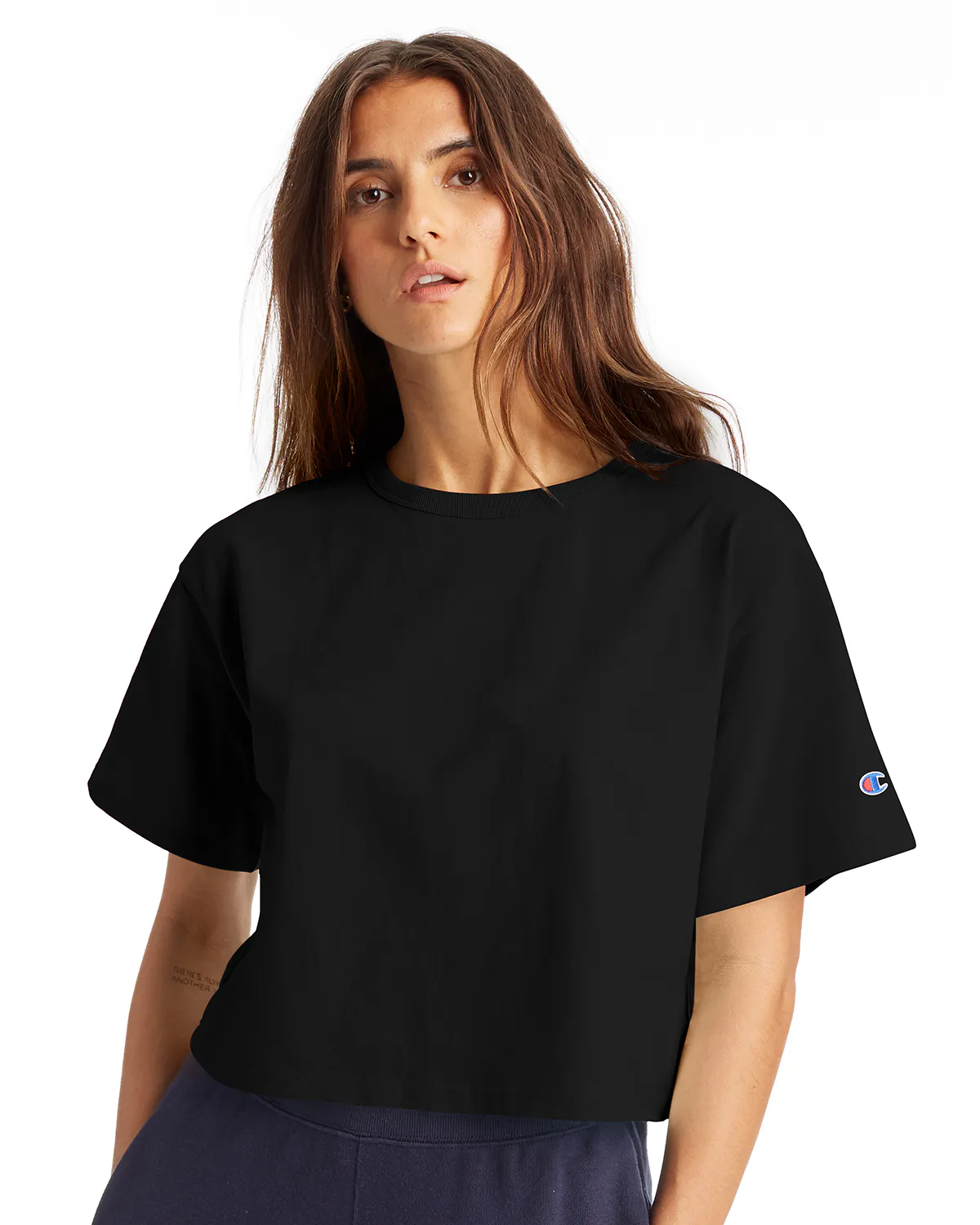 Champion Women's Cropped Reverse Weave T Shirt T453 W
