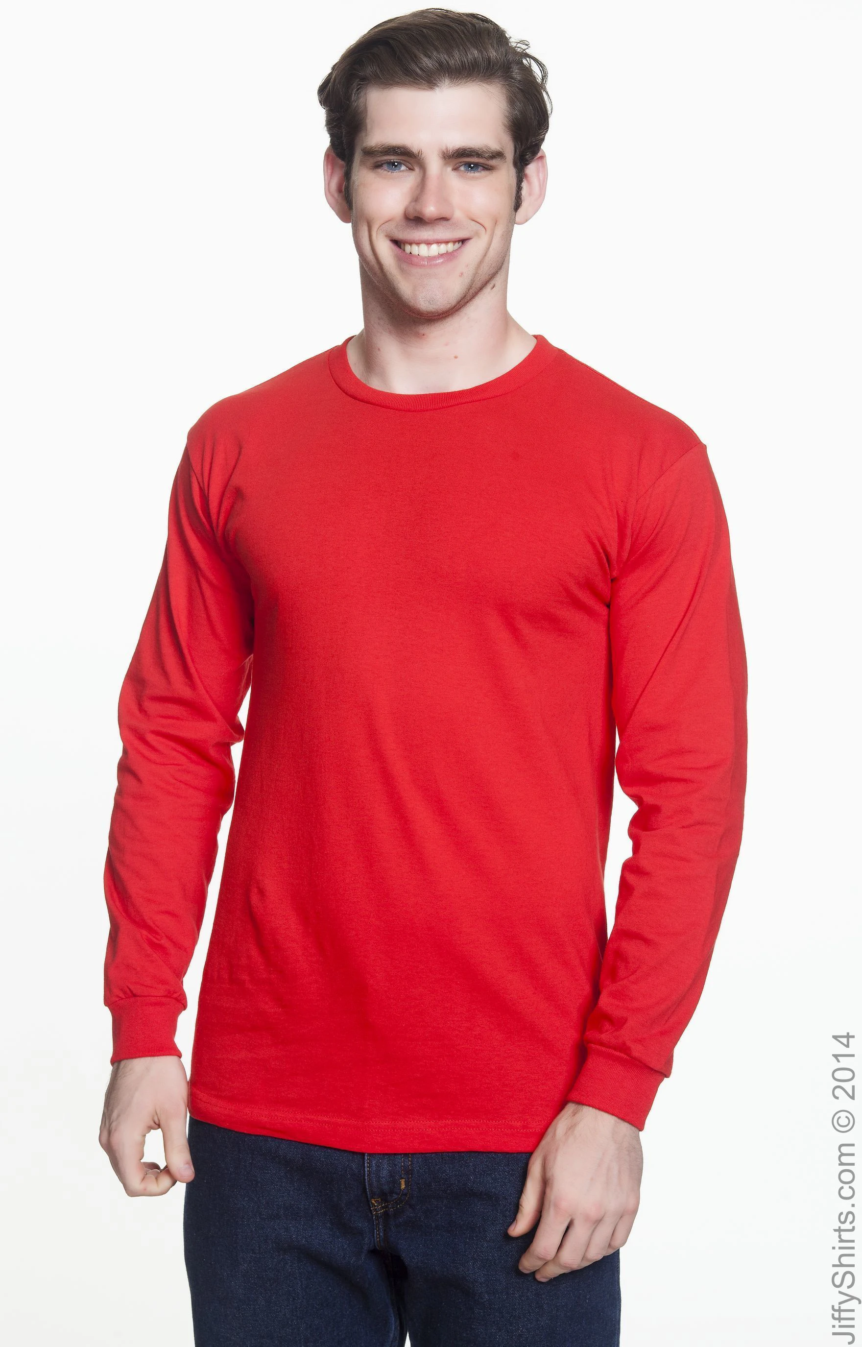 Bayside Unisex Long Sleeve T Shirt Ba5060 Red | Jiffy