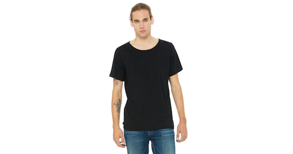 Bella Canvas Men's Jersey Raw Neck T Shirt B3014 Black | Jiffy