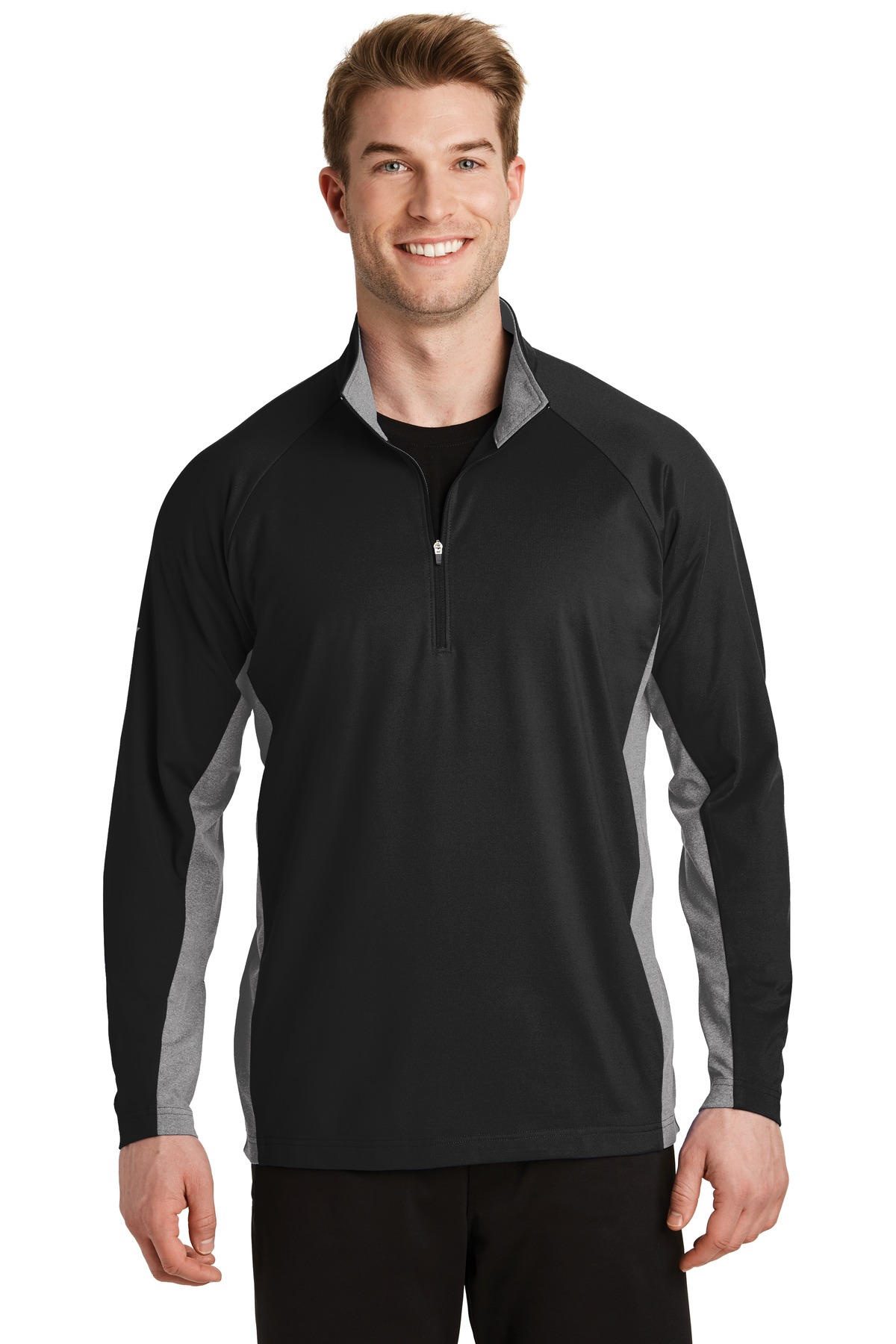 Sport-Tek ST854 Black / Ch Gray Heather