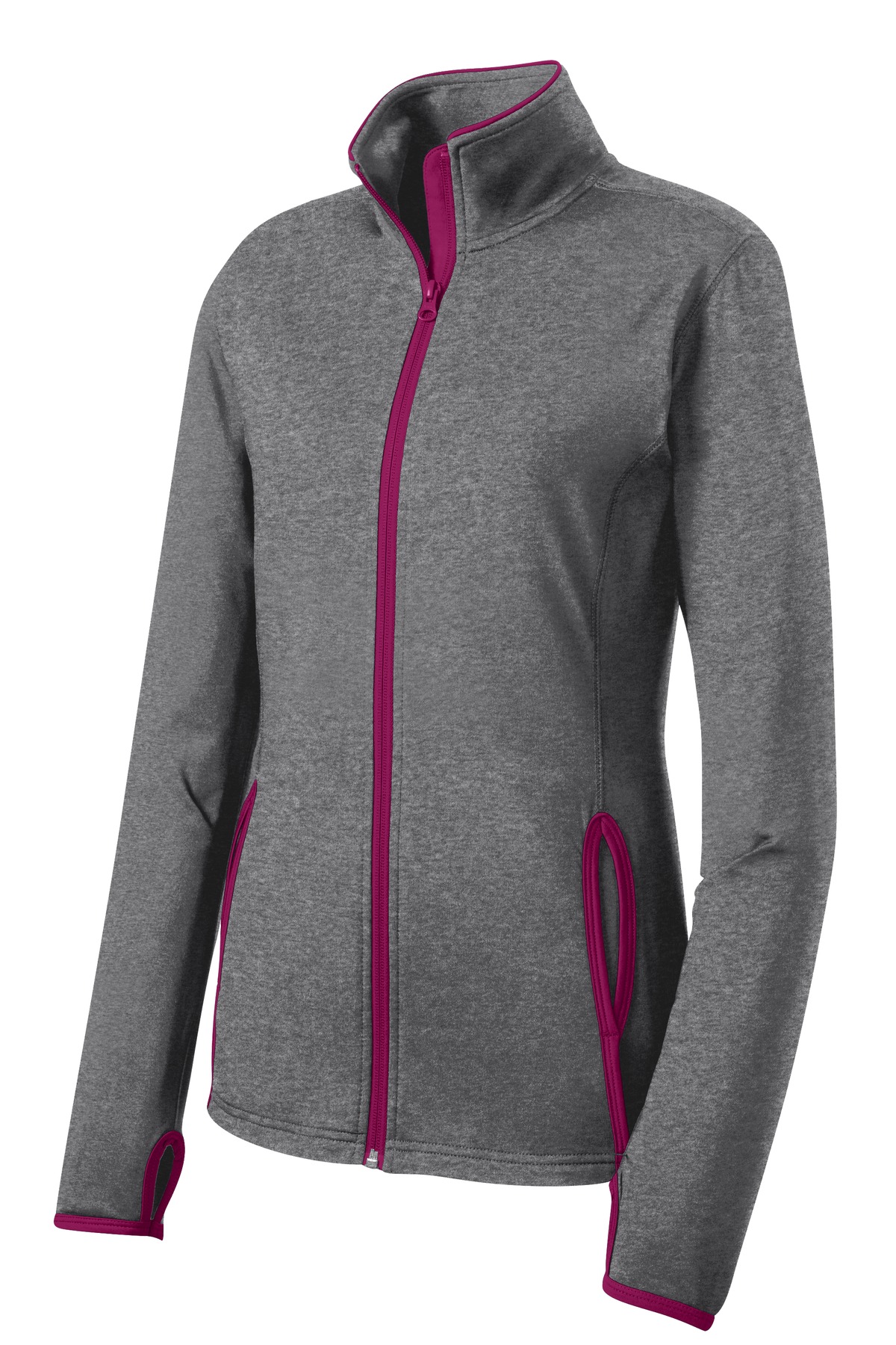 Sport-Tek LST853 Charcoal Gray Heather / Pink Rush