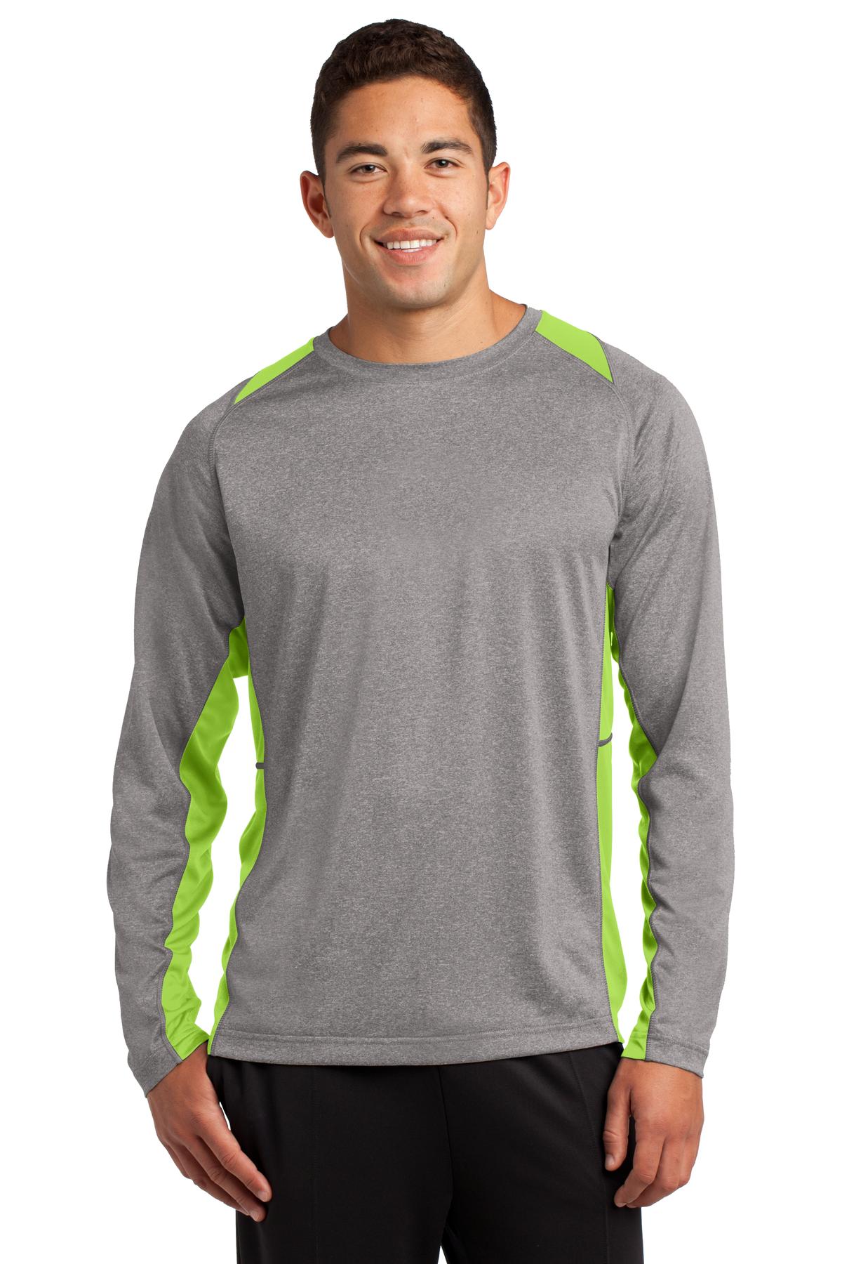 Sport-Tek ST361LS Vintage Heather / Lime Shock