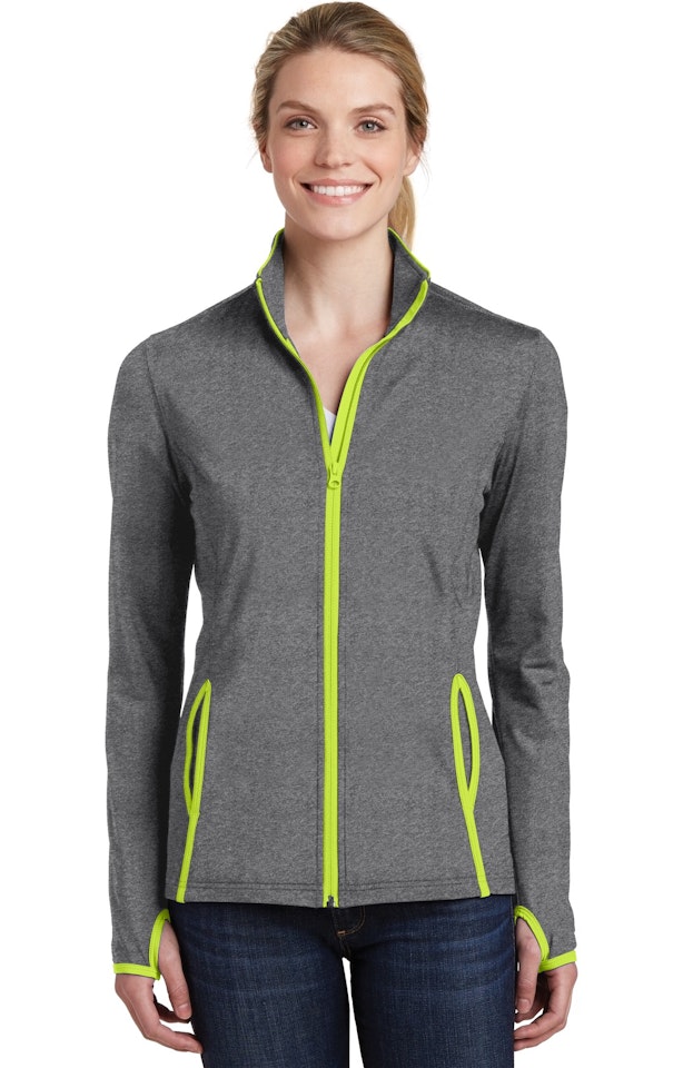Sport-Tek LST853 Charcoal Gray Heather / Charge Green