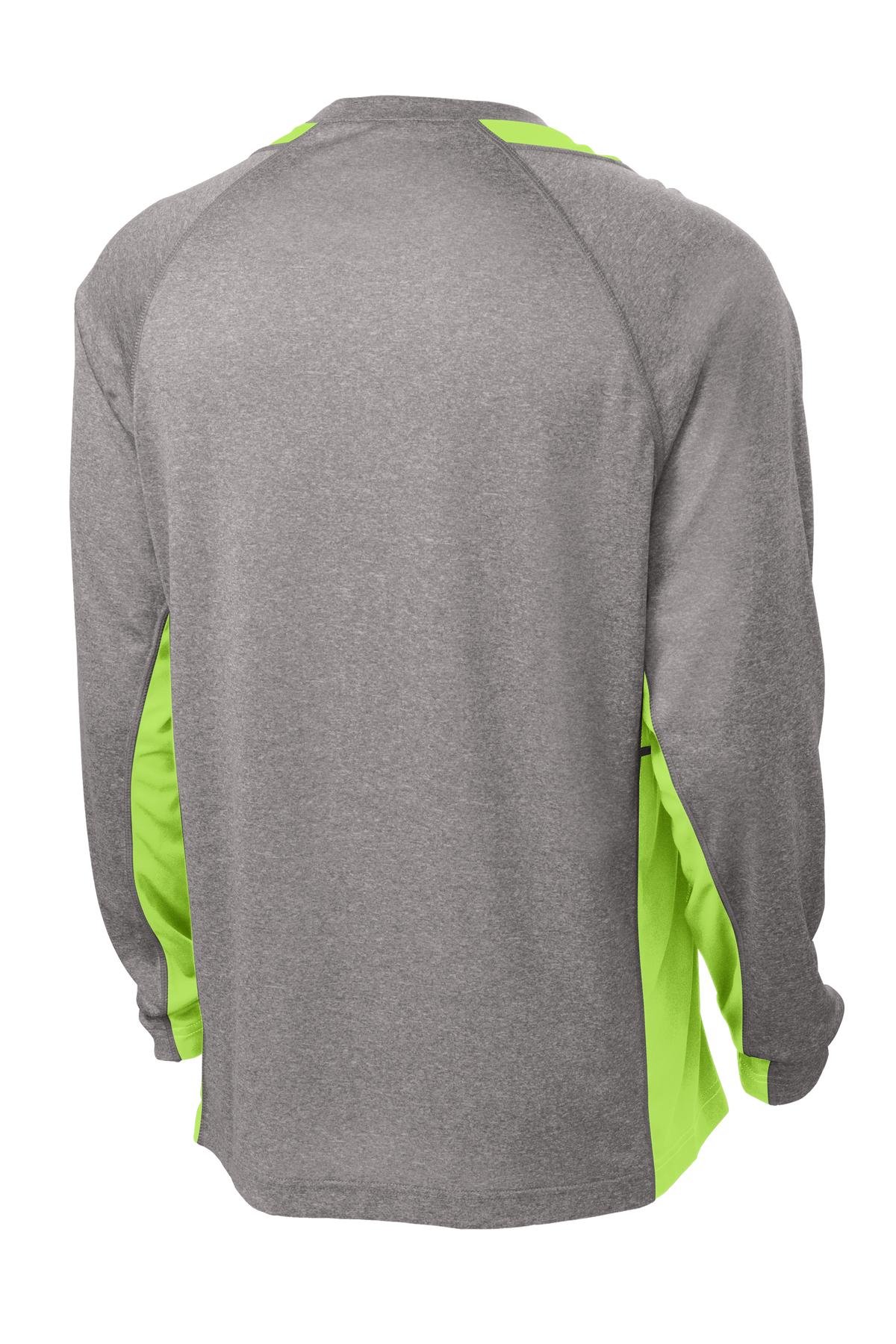 Sport-Tek ST361LS Vintage Heather / Lime Shock