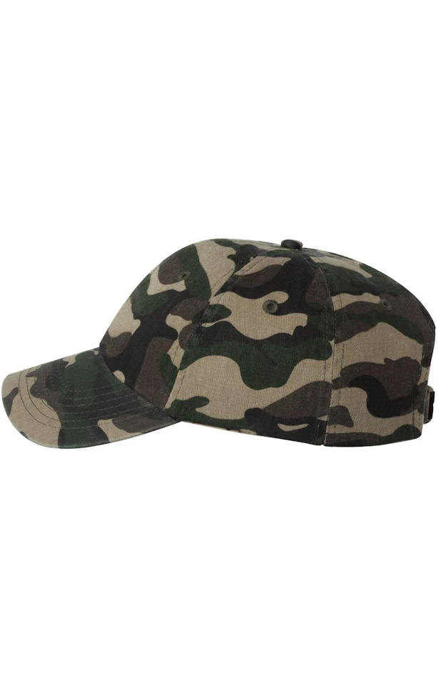Valucap Classic Dad Hat - Bio-Washed Cotton, Adjustable Green Camo (Sizes 6 5/8 - 7 3/8)