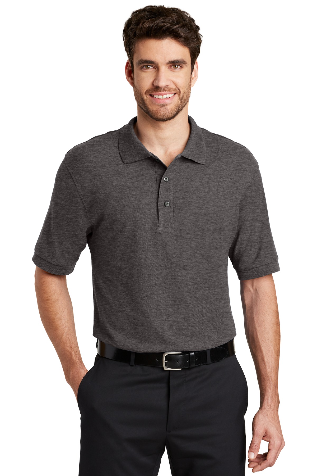 Port Authority K500ES Charcoal Heather Gray