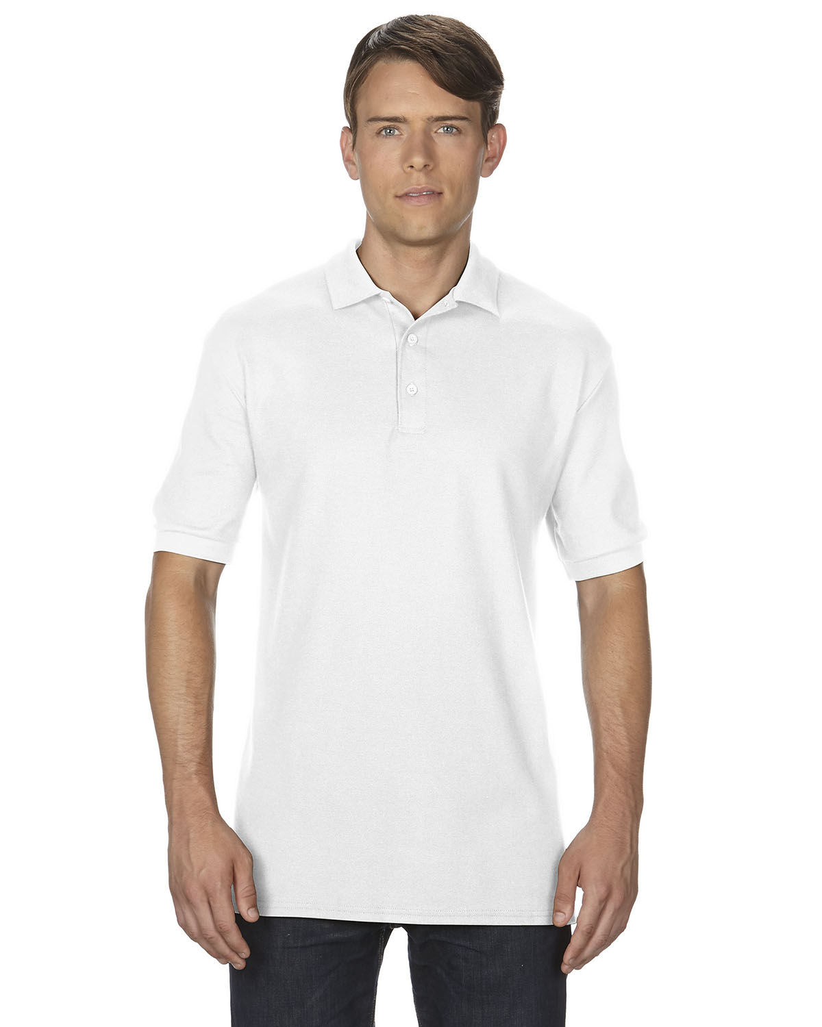 Gildan Unisex Premium Cotton Double Pique Polo G828 White Jiffy