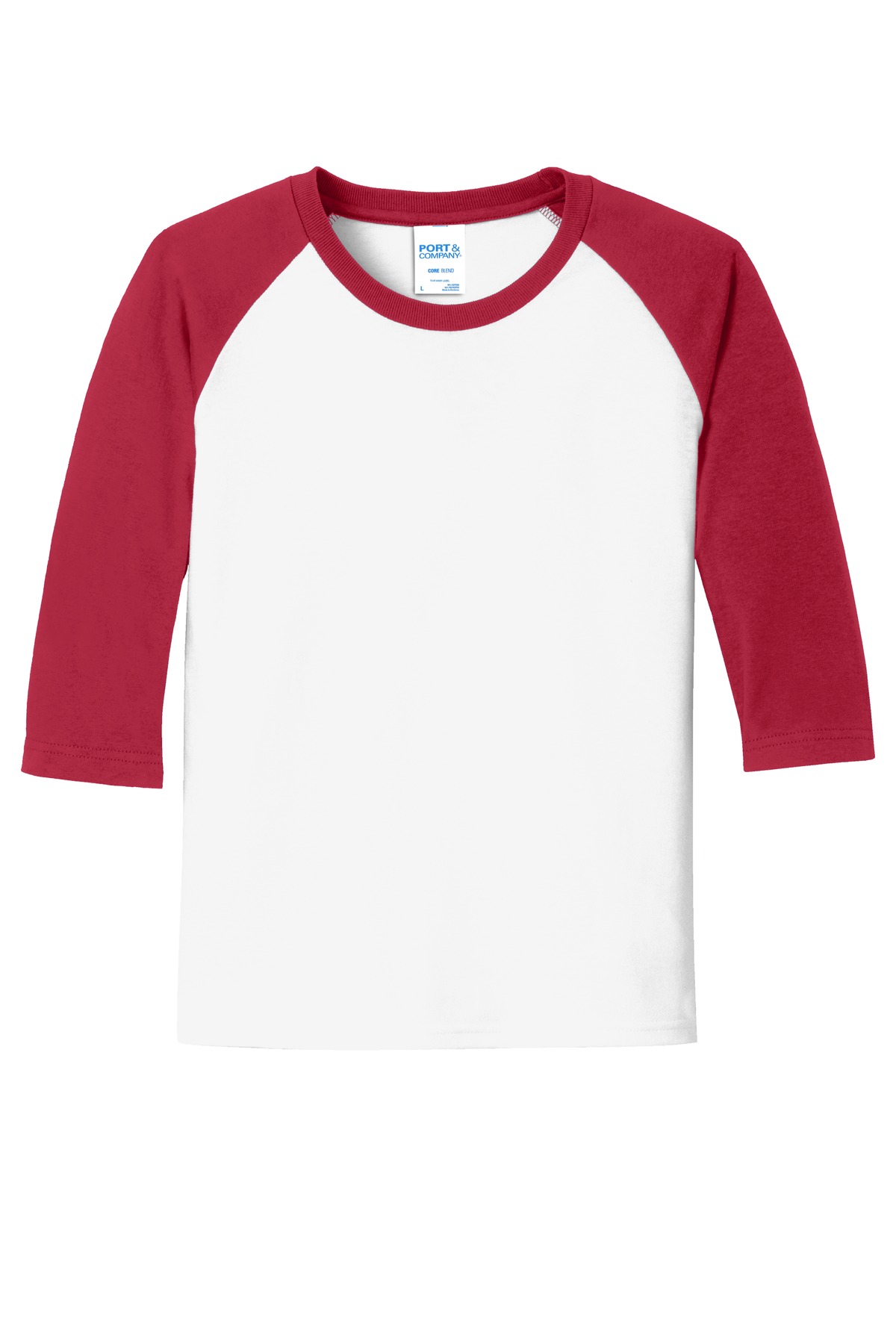 Port & Company Youth Core Blend 3/4 Sleeve Raglan Tee Pc55 Yrs