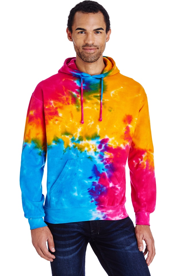 Tie Dye Unisex Tie Dyed Pullover Hoodie Cd877 Rainbow Mix Jiffy