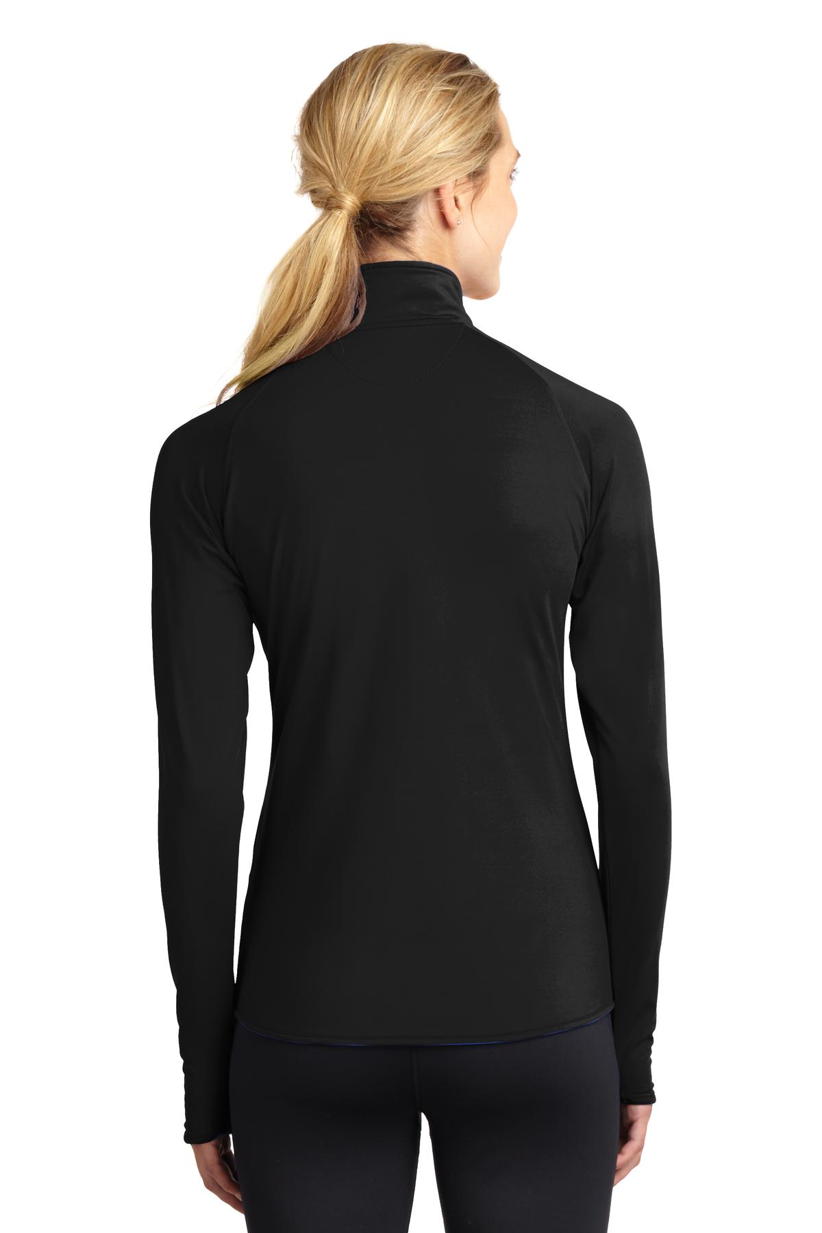 Sport Tek Women's Sport Wick Stretch 1/2 Zip Pullover Lst850 Black | Jiffy