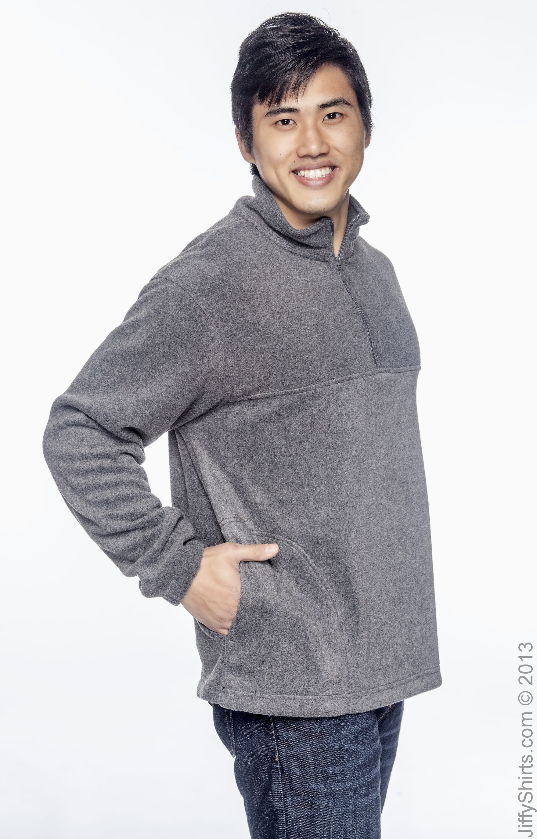 Harriton Unisex Quarter Zip Fleece Pullover M980 Charcoal Jiffy