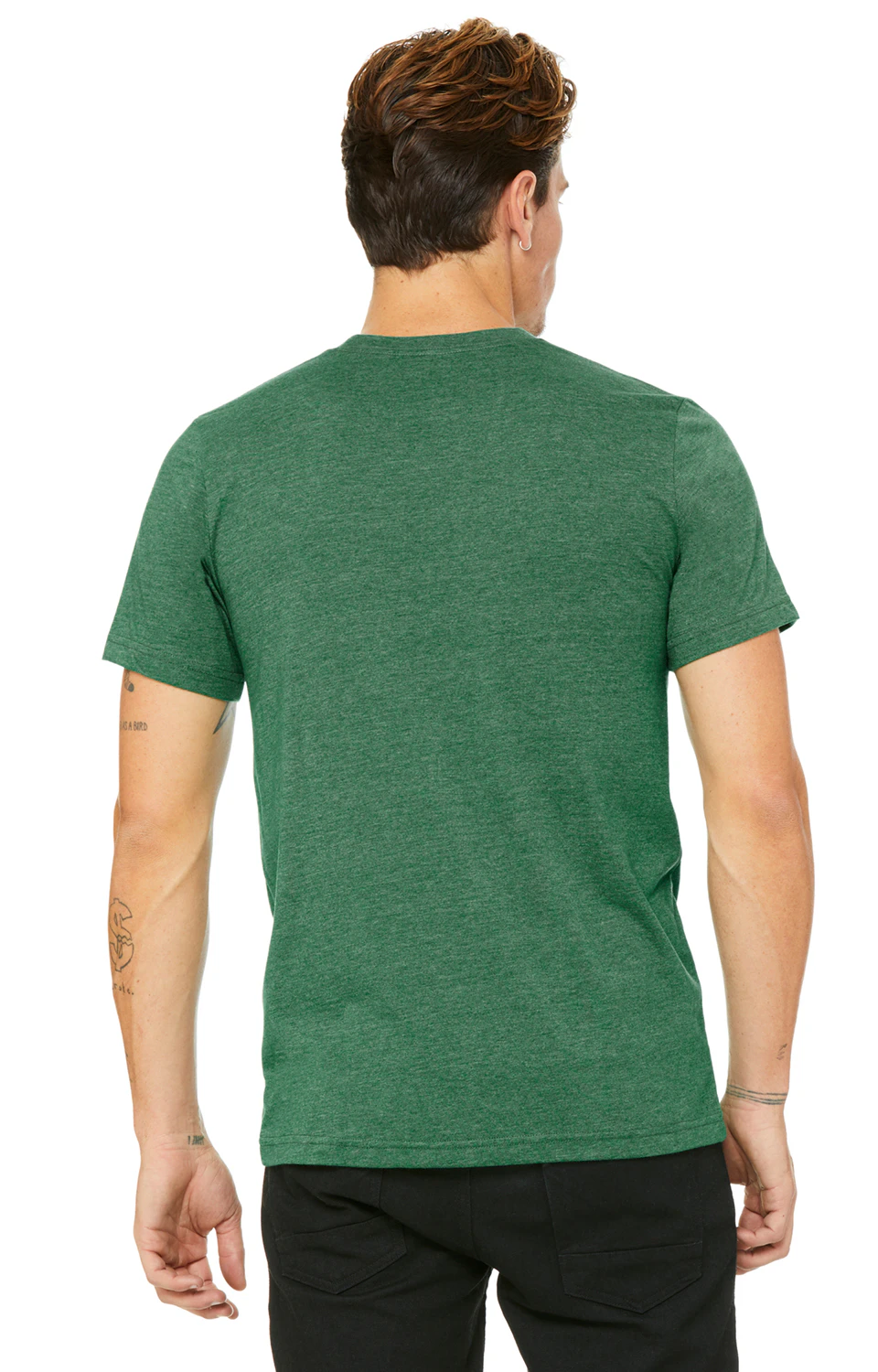 Custom T-Shirts Heather Grass Green - Bella + Canvas 3001CVC | Jiffy ...