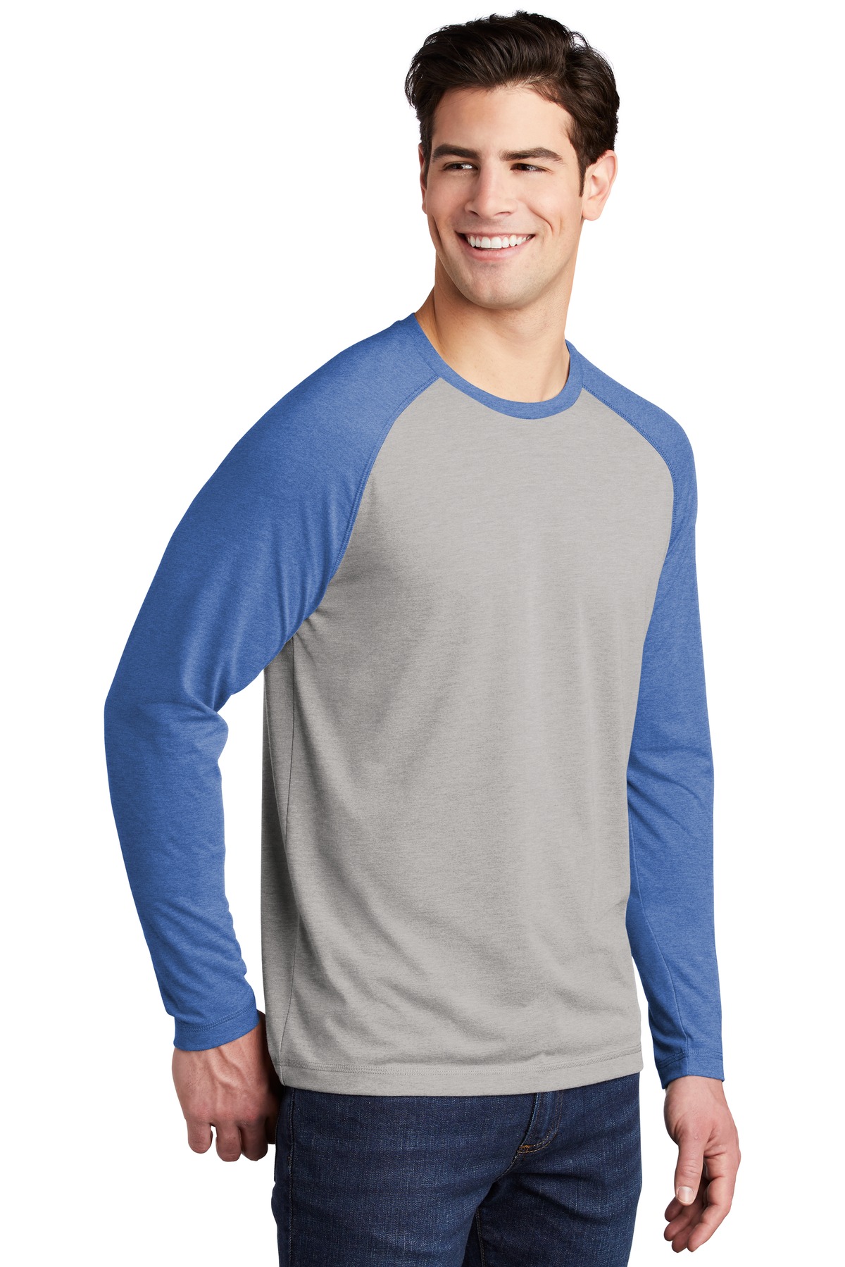 Sport-Tek ST400LS True Royal Heather / Light Gray Heather