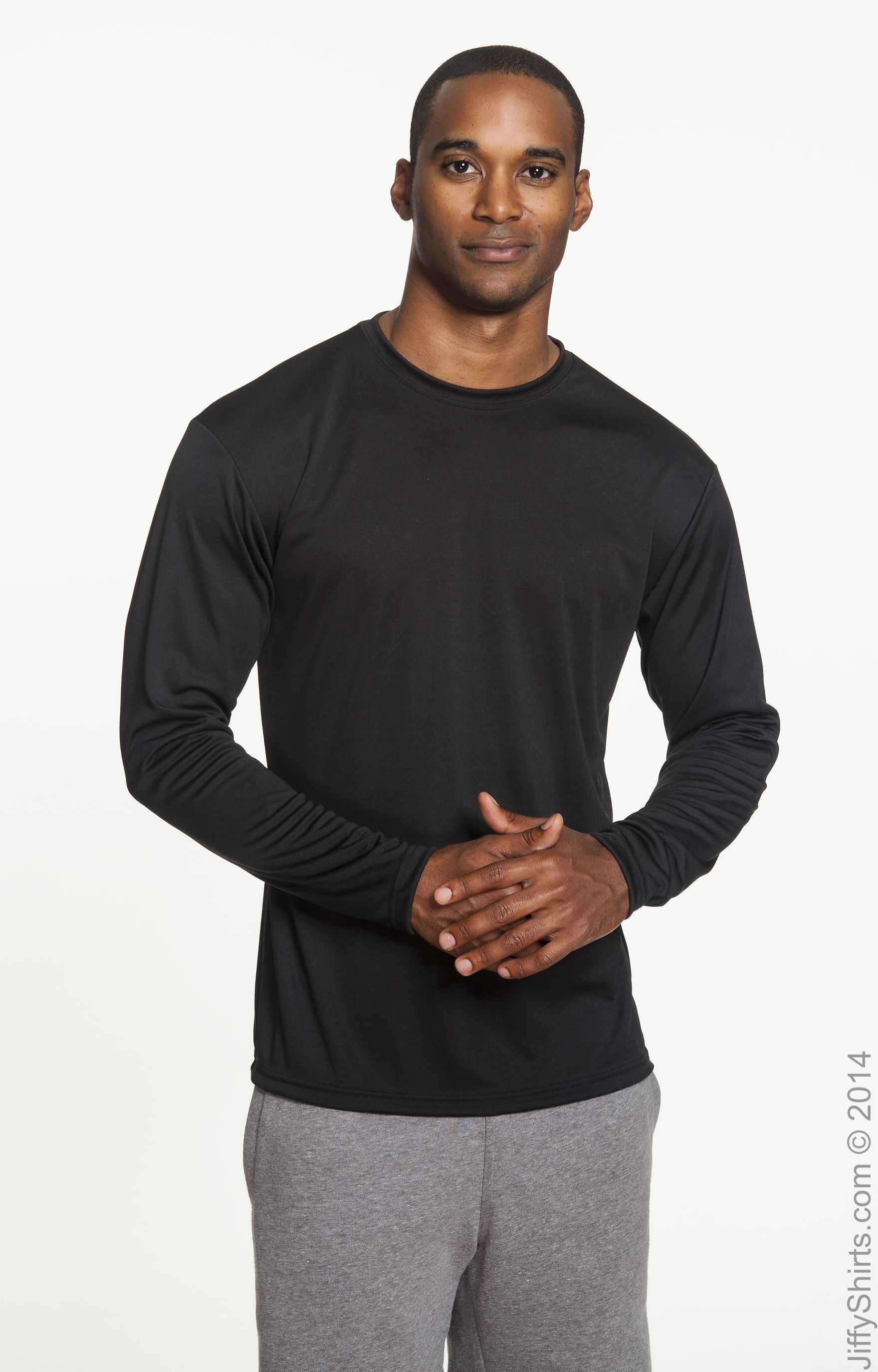 A4 Men's Cooling Performance Long Sleeve T Shirt N3165 Black