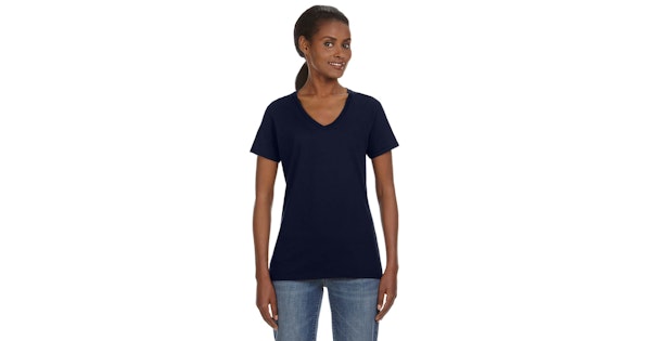 Anvil Women's Lightweight V Neck T Shirt 88 Vl Navy | Jiffy