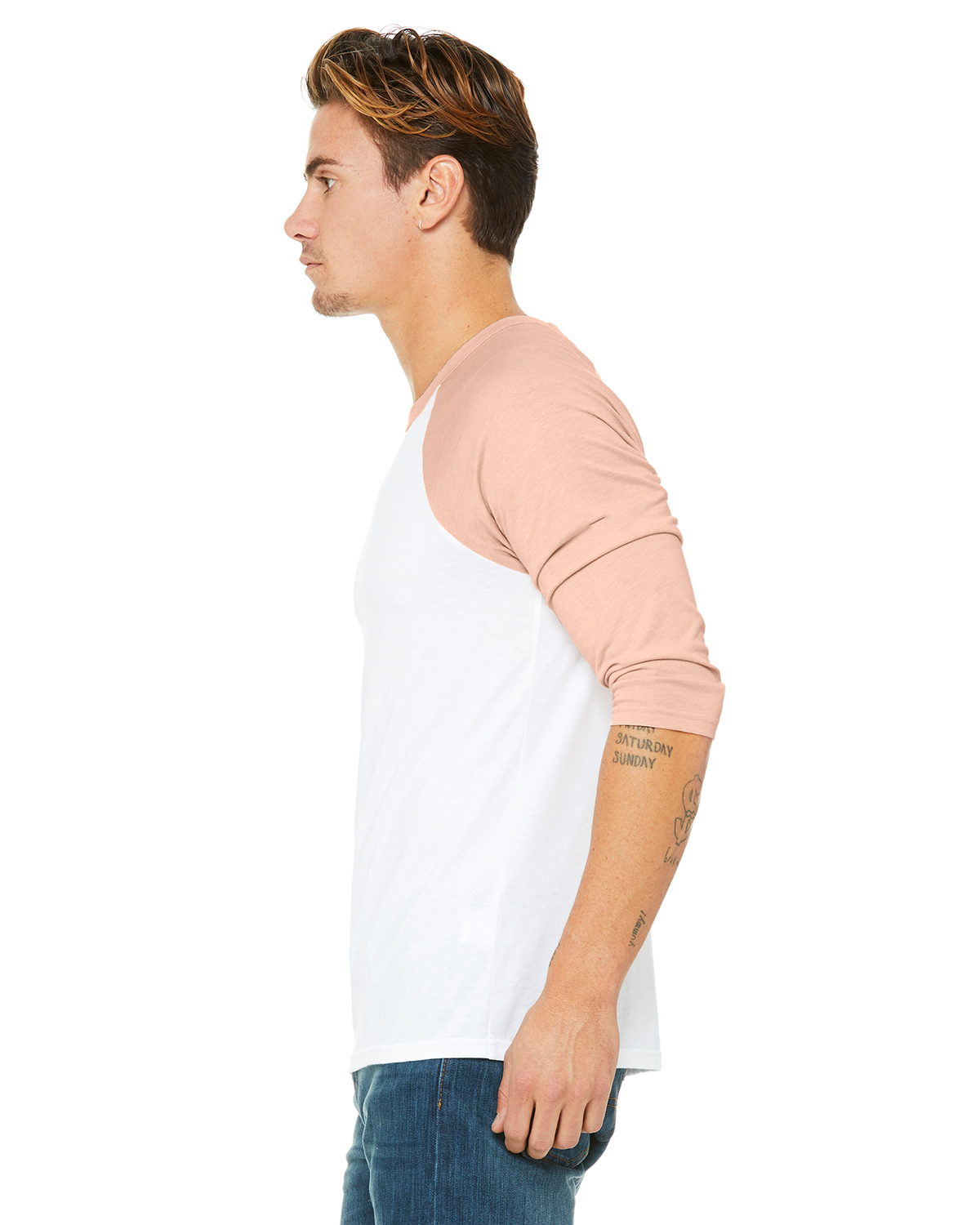 Bella + Canvas 3200 White / Heather Peach