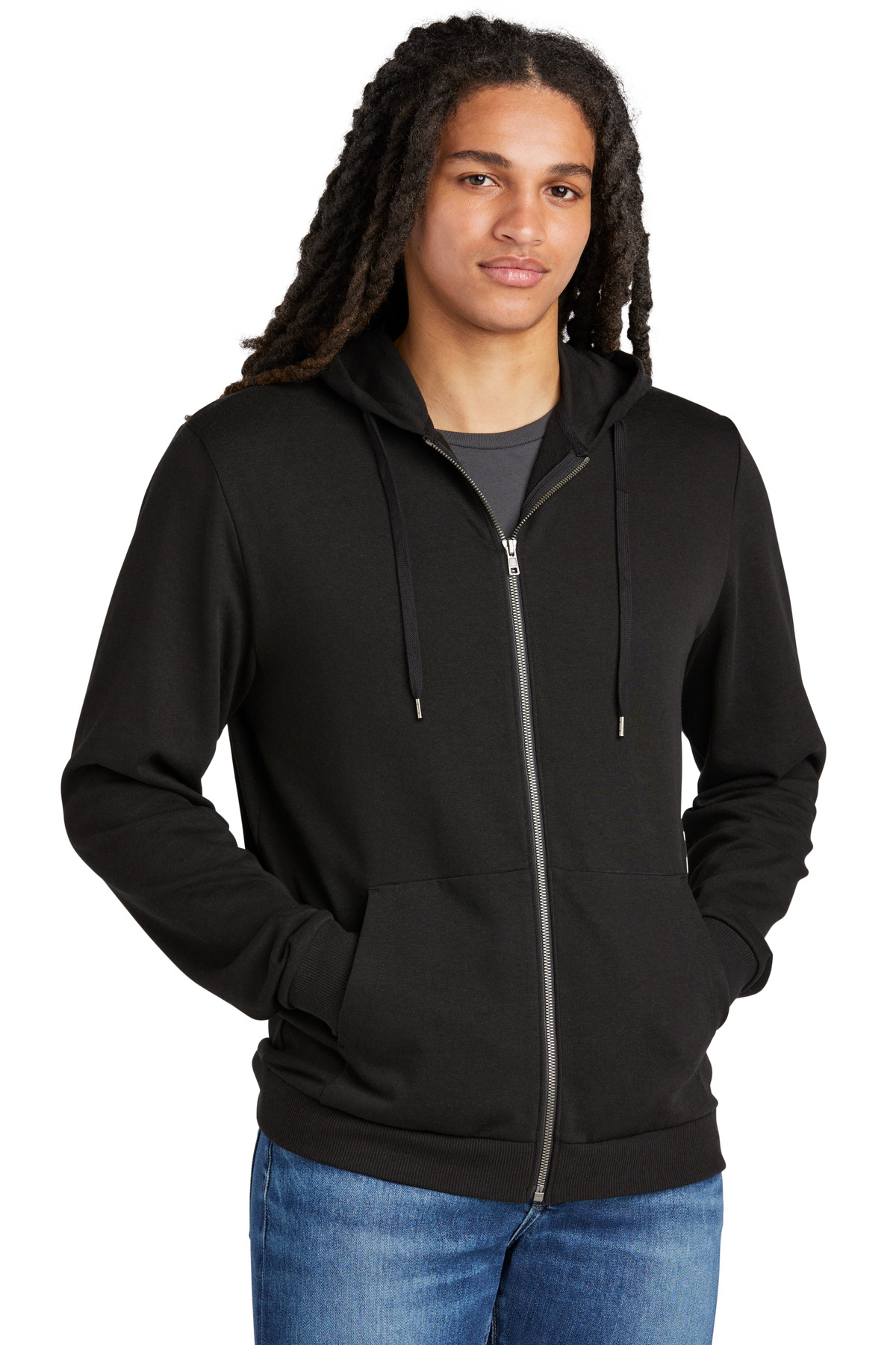 District Perfect Tri Fleece Full Zip Hoodie Dt1302 Black | Jiffy